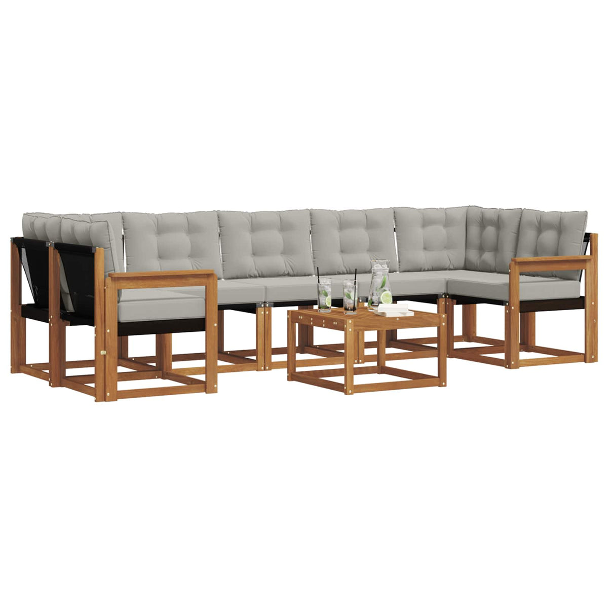 Set vanjskih sofa 8 kom. Prirodna i svijetlo siva
