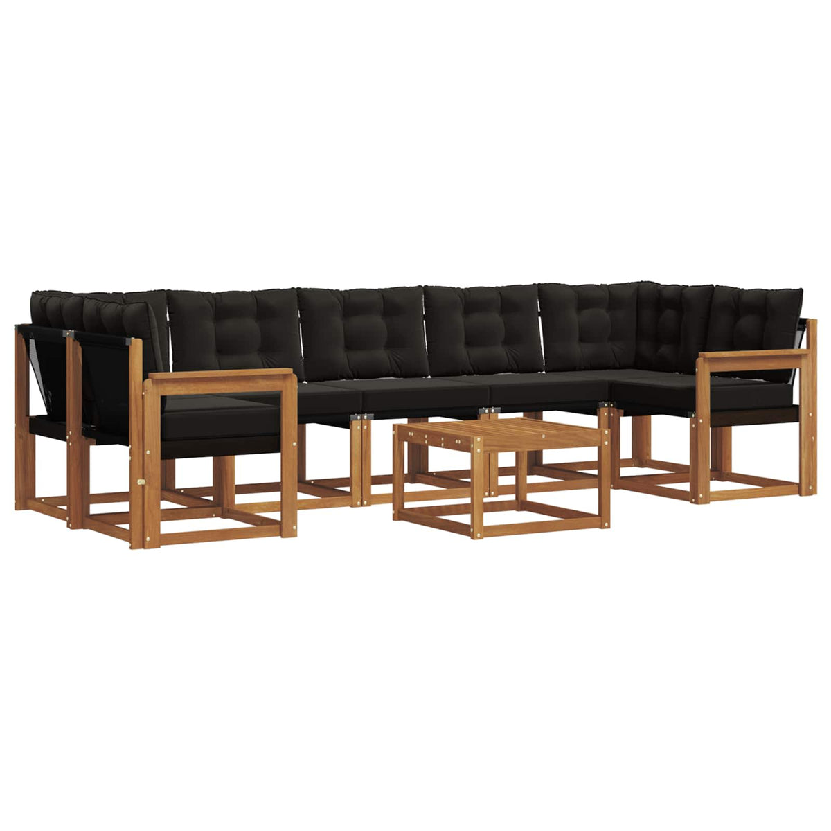 Set vanjskih sofa s jastukom 8 pcs Prirodna i crna