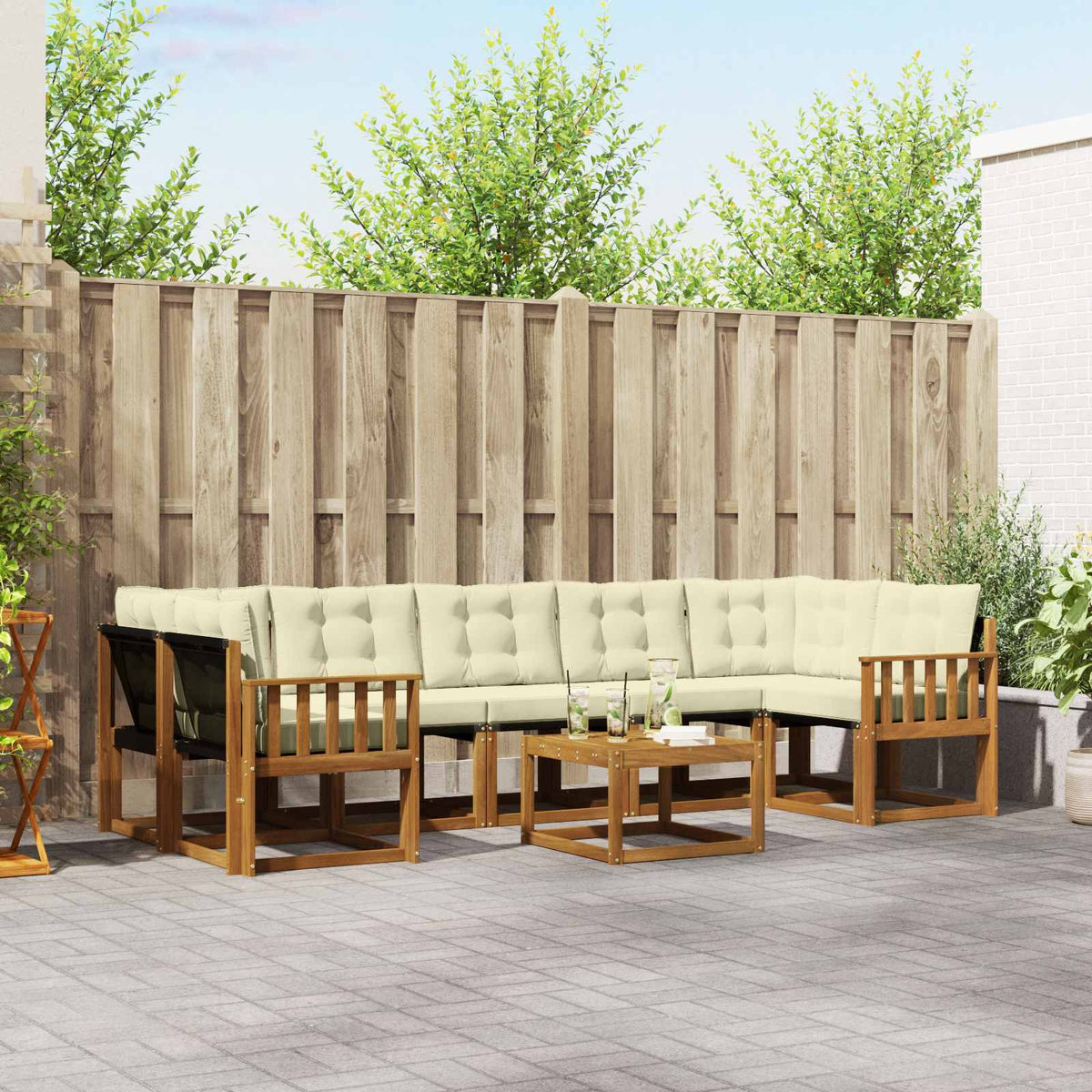 Set vanjskih sofa 8 kom. Prirodna i krem