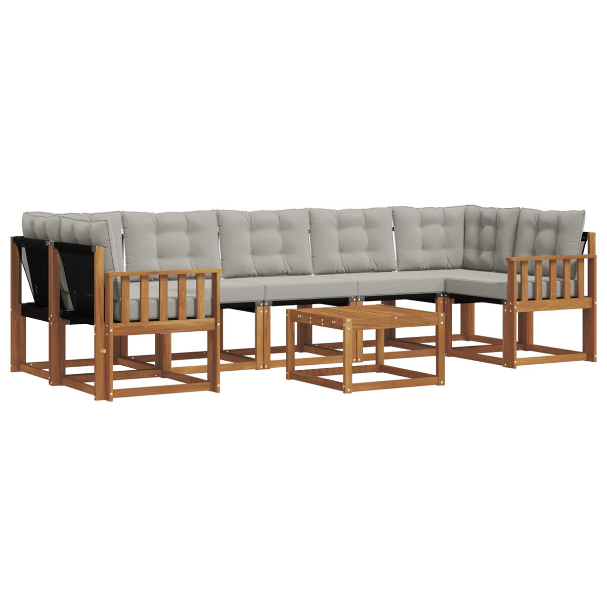 Set vanjskih sofa 8 kom. Prirodna i svijetlo siva