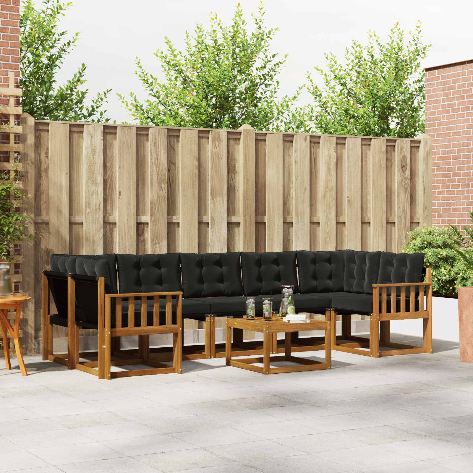 Set vanjskih sofa s jastukom 8 pcs Prirodna i crna