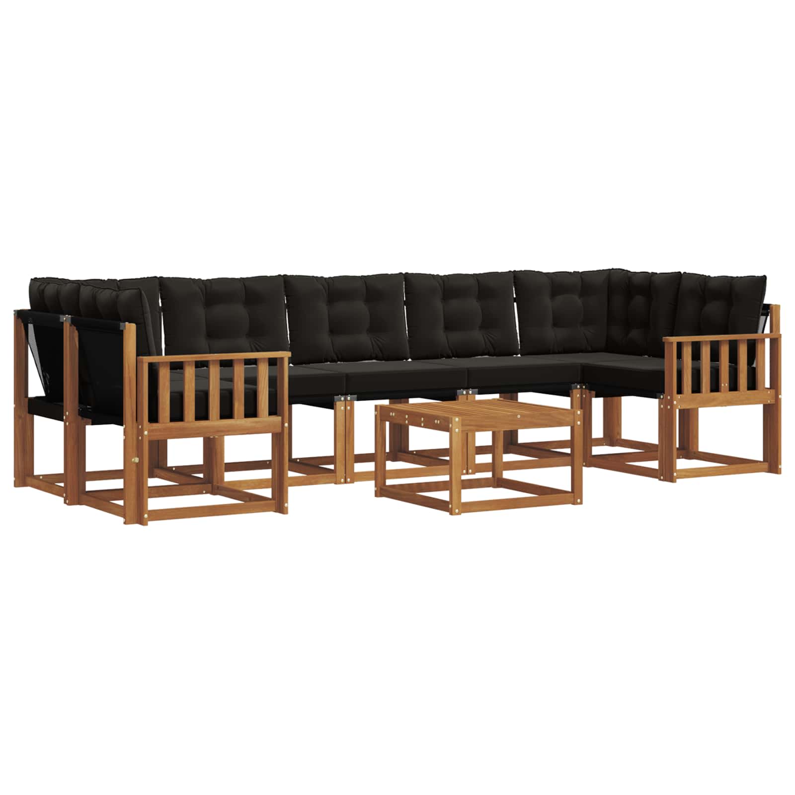 Set vanjskih sofa s jastukom 8 pcs Prirodna i crna