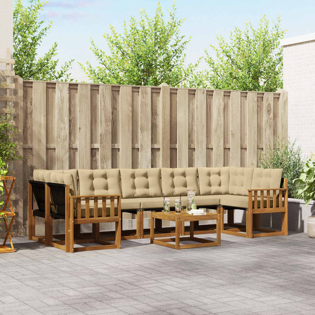 Set vanjskih sofa 8 kom. Prirodna i bež