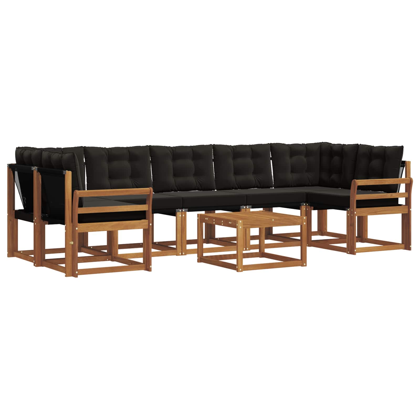Set vanjskih sofa s jastukom 8 pcs Prirodna i crna
