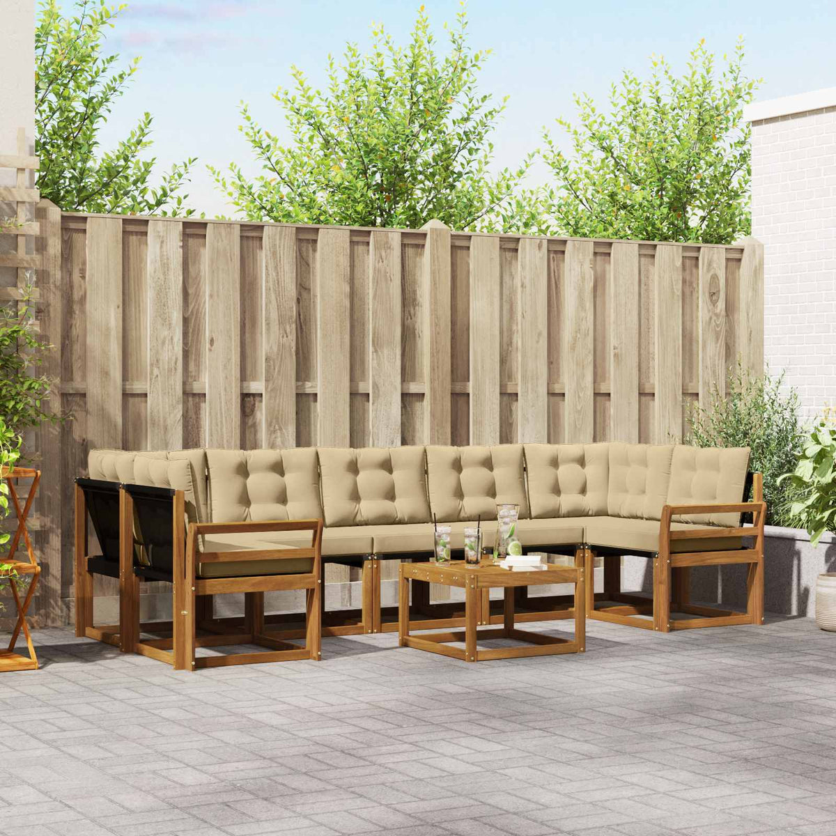 Set vanjskih sofa 8 kom. Prirodna i bež
