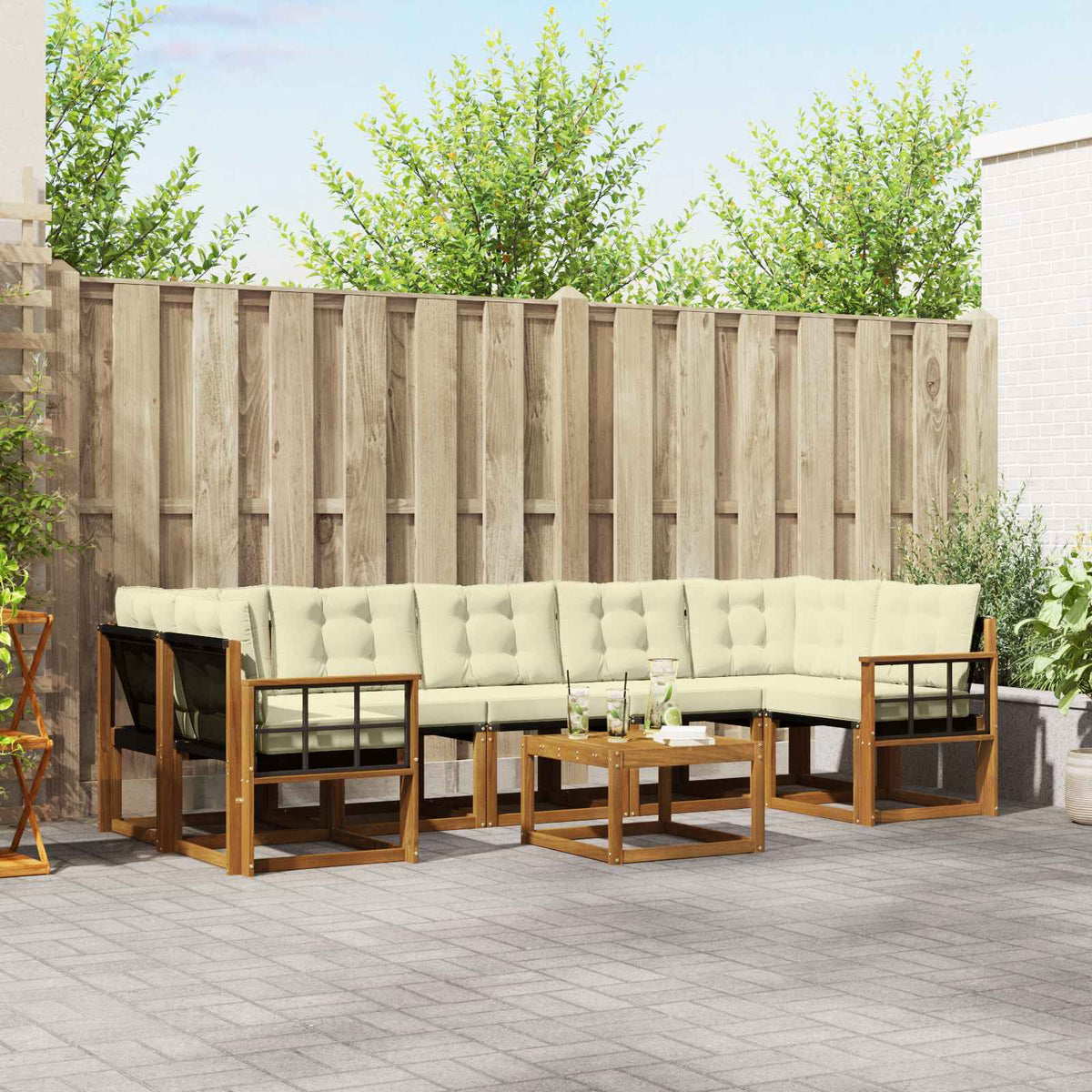 Set vanjskih sofa 8 kom. Prirodna i krem
