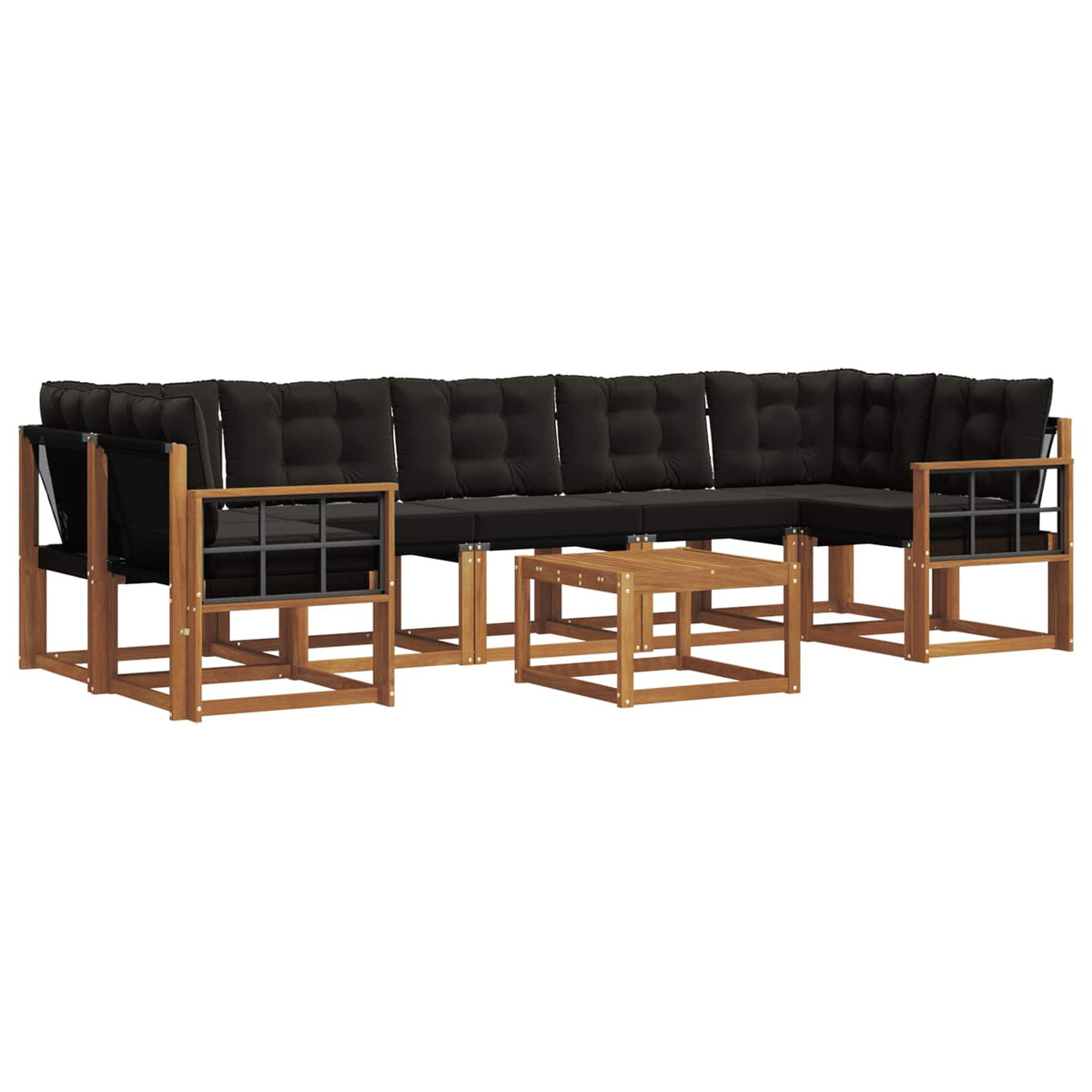 Set vanjskih sofa s jastukom 8 pcs Prirodna i crna