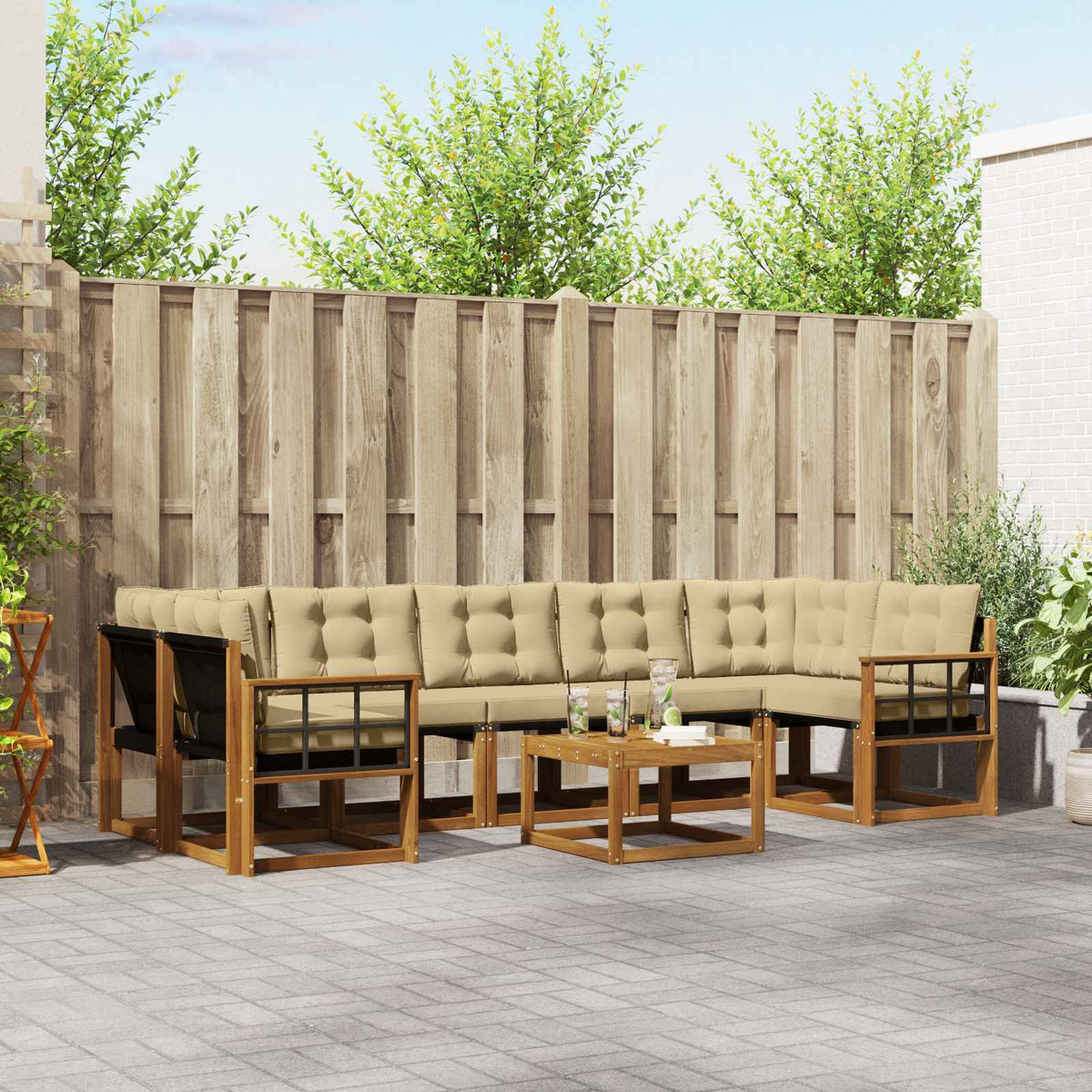 Set vanjskih sofa 8 kom. Prirodna i bež