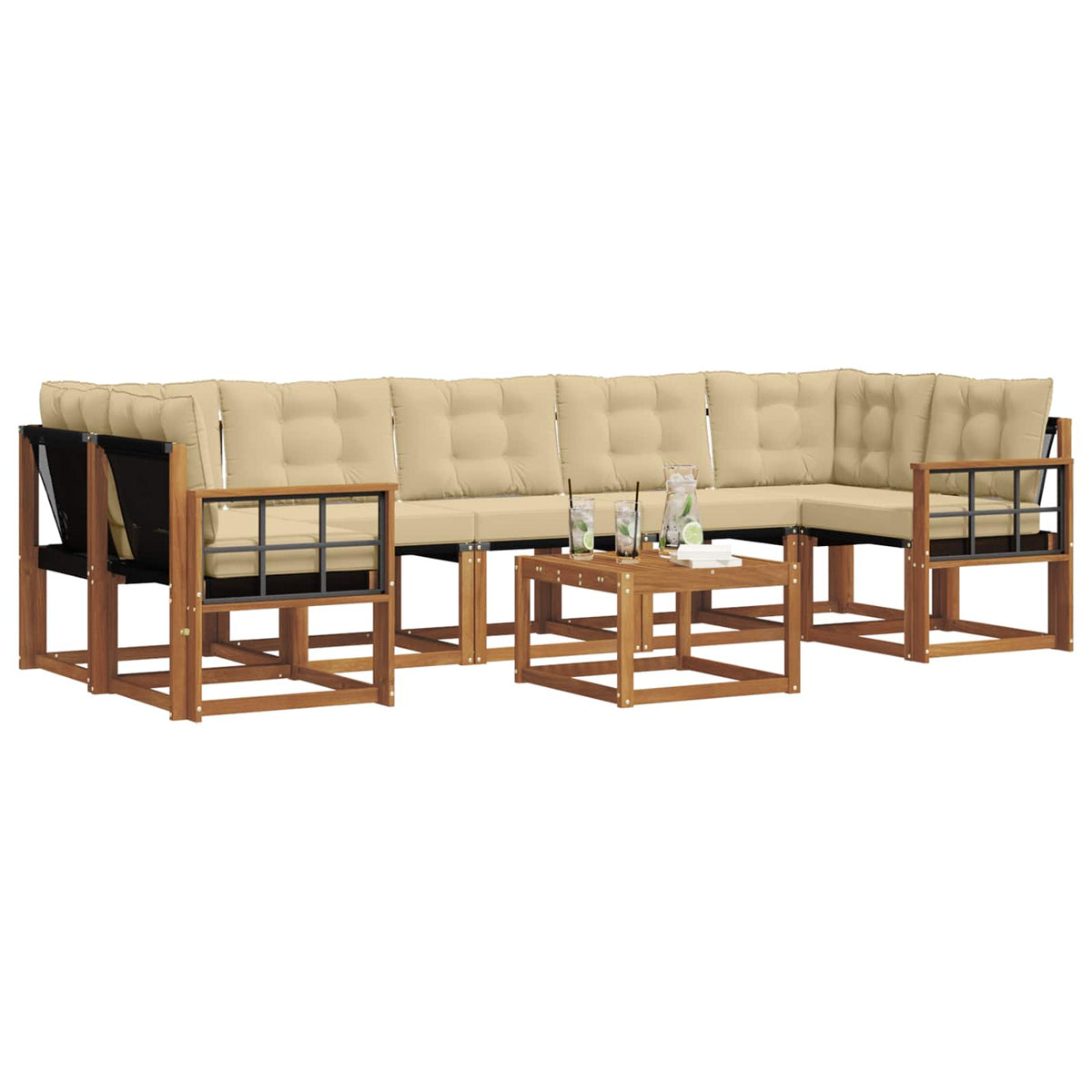 Set vanjskih sofa 8 kom. Prirodna i bež