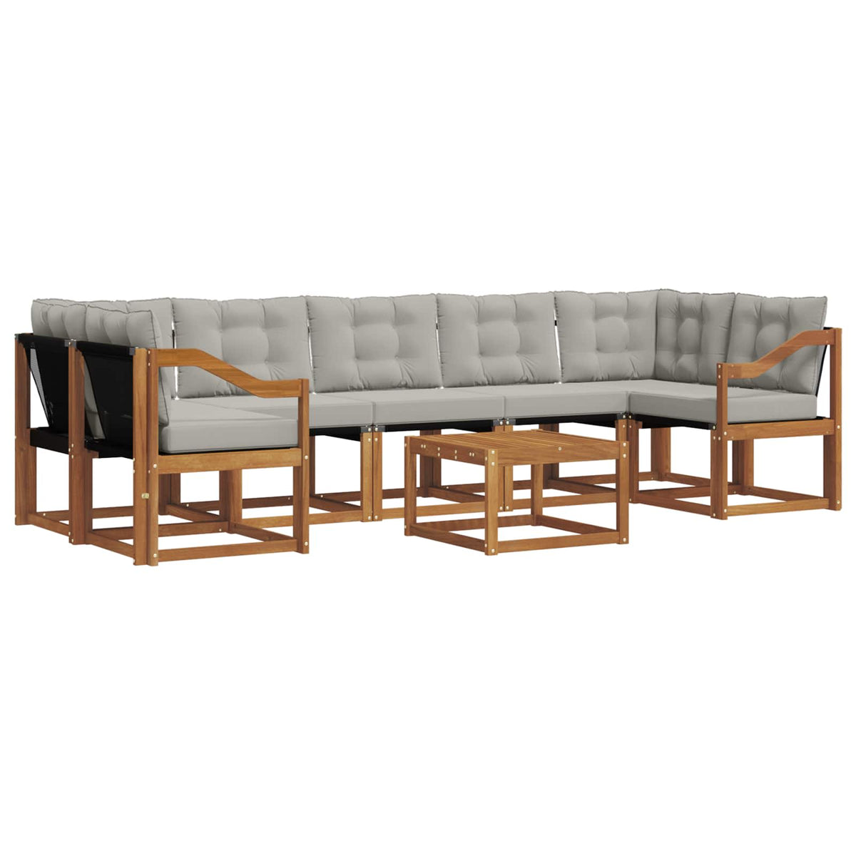 Set vanjskih sofa 8 kom. Prirodna i svijetlo siva
