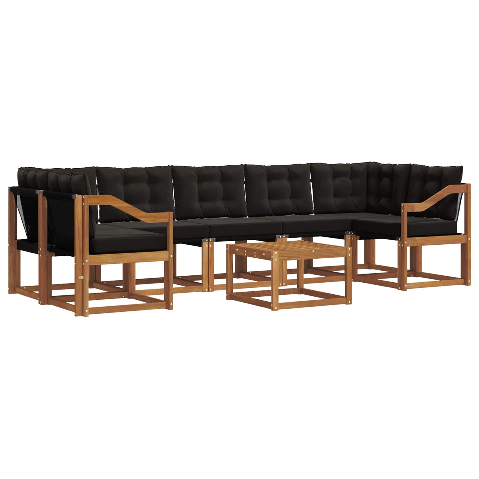 Set vanjskih sofa s jastukom 8 pcs Prirodna i crna