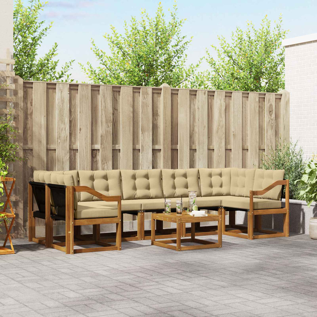 Set vanjskih sofa 8 kom. Prirodna i bež