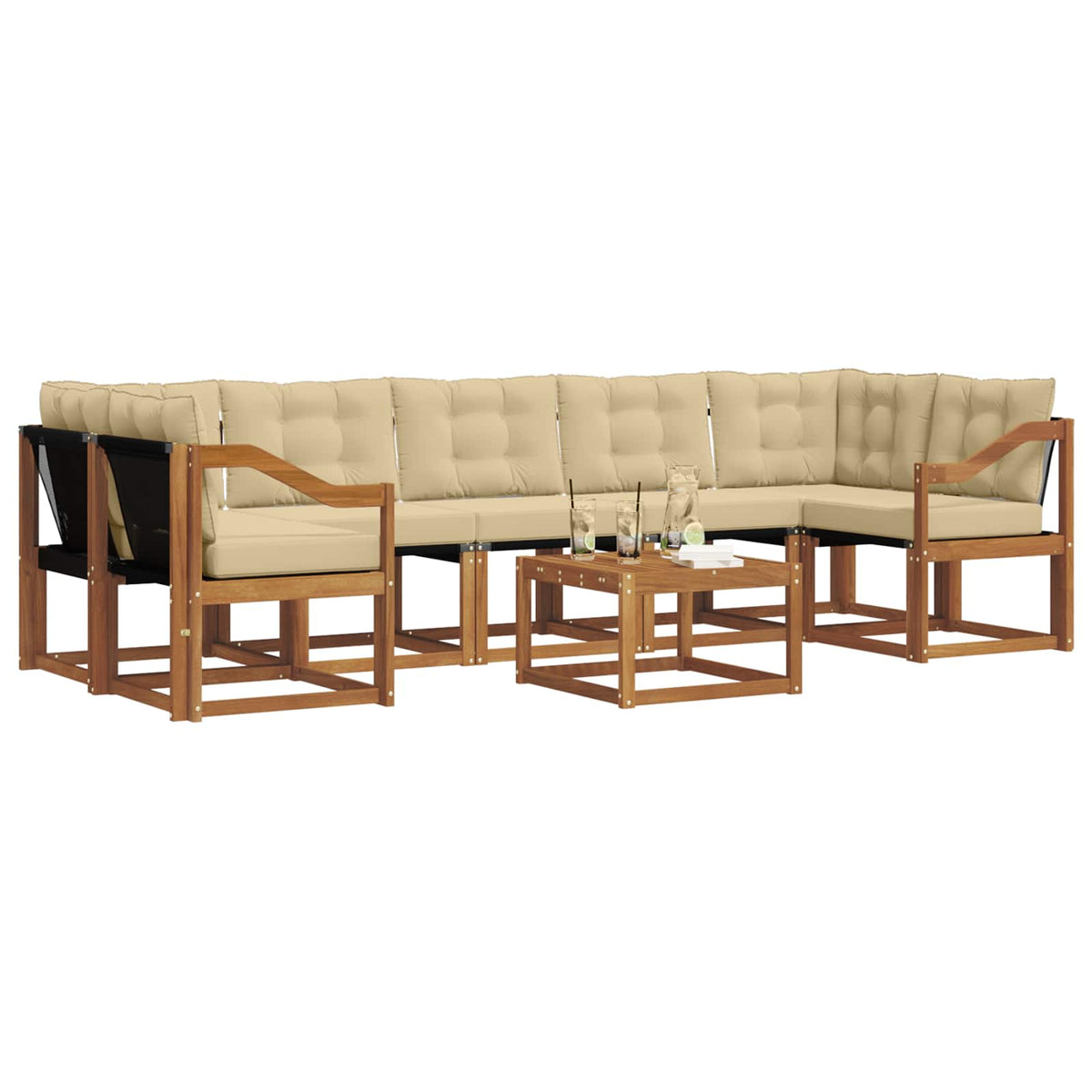 Set vanjskih sofa 8 kom. Prirodna i bež