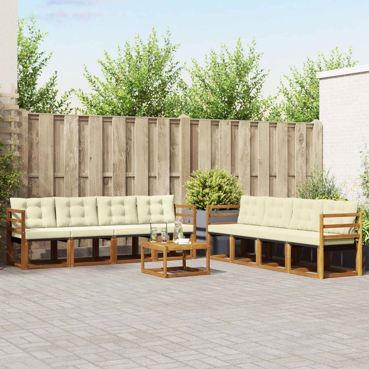 Set vanjskih sofa 9 kom. Prirodna i krem