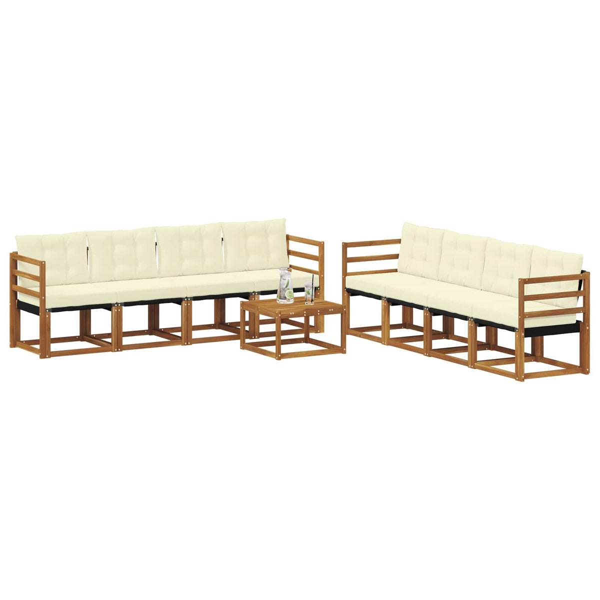 Set vanjskih sofa 9 kom. Prirodna i krem