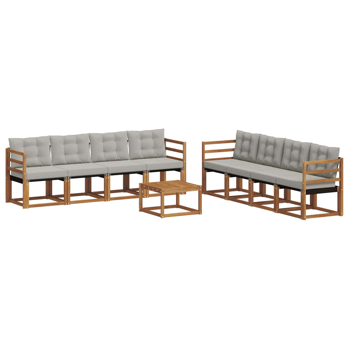 Set vanjskih sofa 9 kom. Prirodna i svijetlo siva