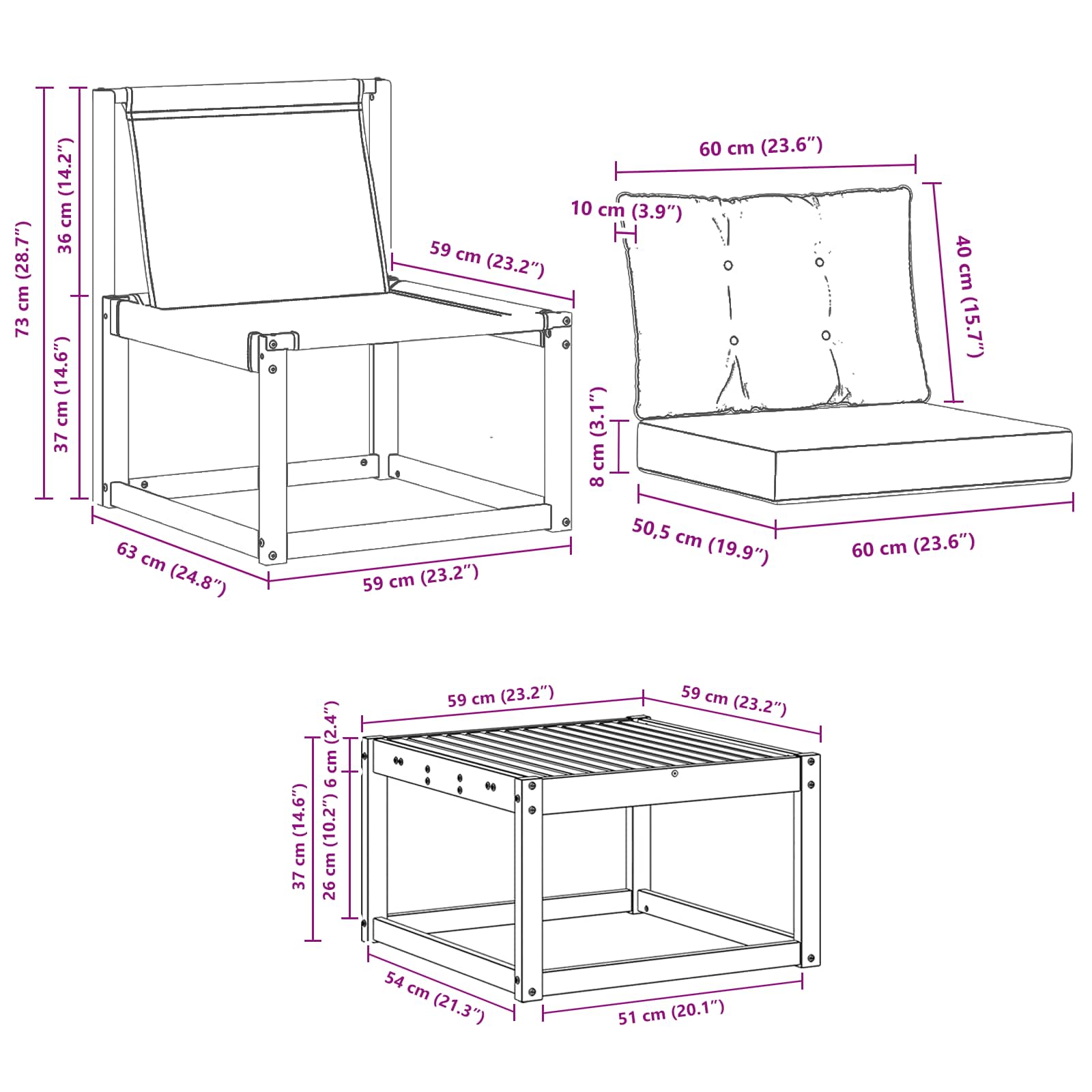 Set vanjskih sofa s jastukom 9 pcs Prirodna i crna