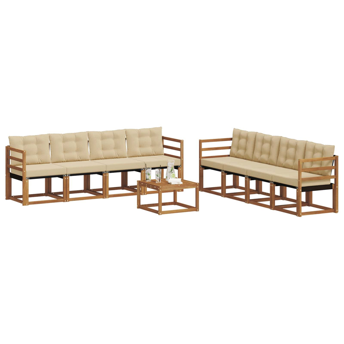 Set vanjskih sofa 9 kom. Prirodna i bež