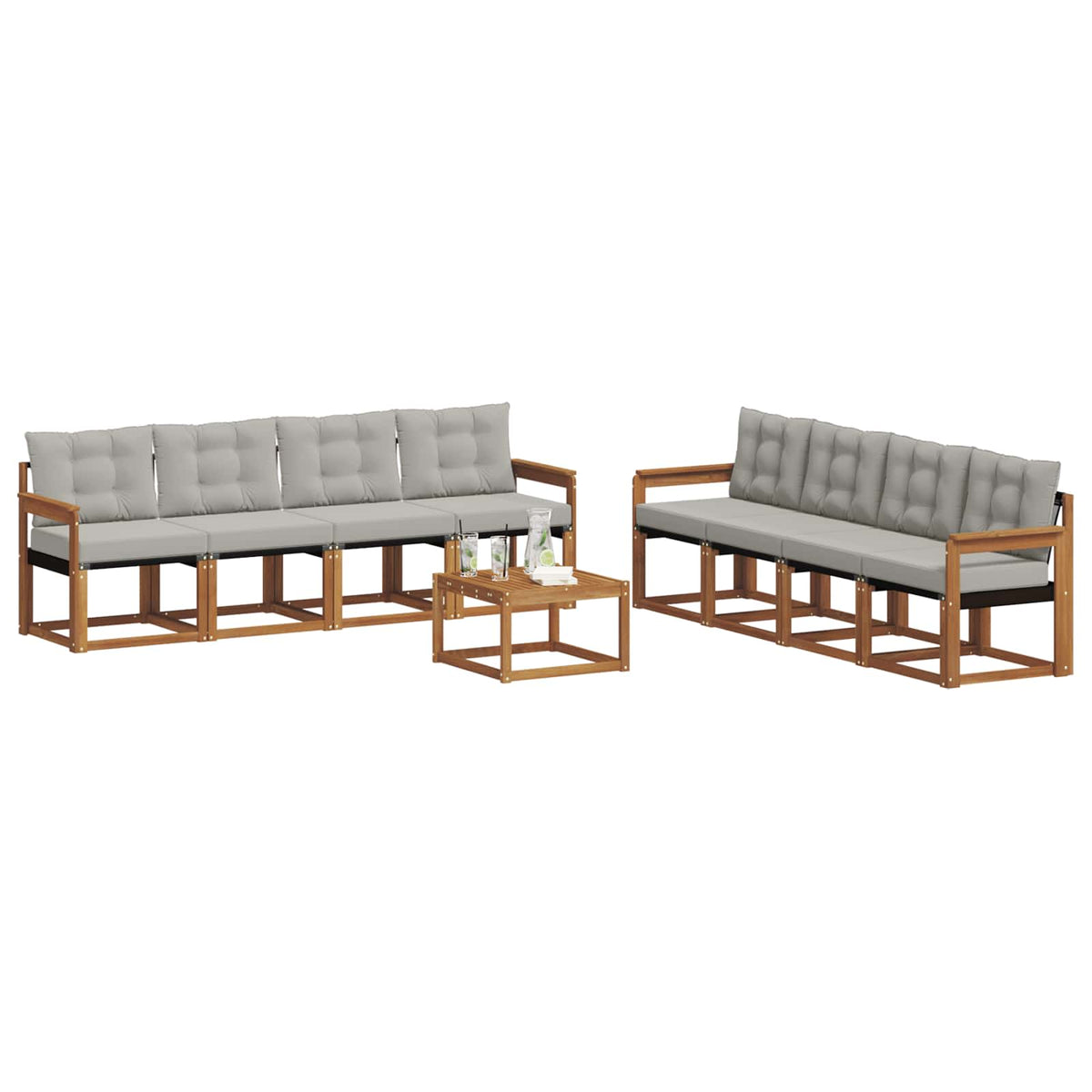 Set vanjskih sofa 9 kom. Prirodna i svijetlo siva