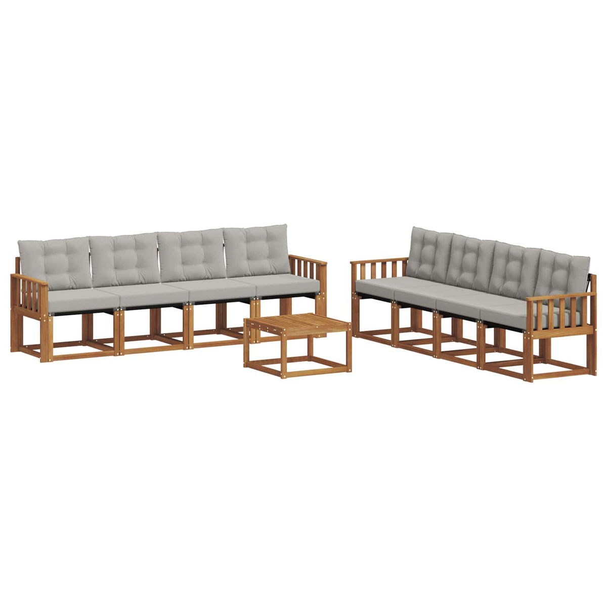Set vanjskih sofa 9 kom. Prirodna i svijetlo siva