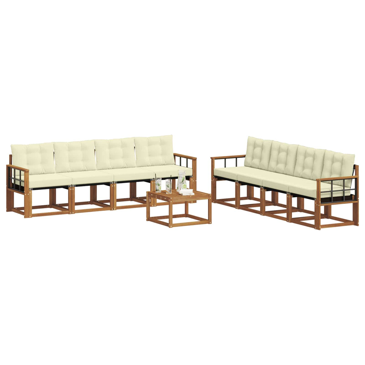 Set vanjskih sofa 9 kom. Prirodna i krem