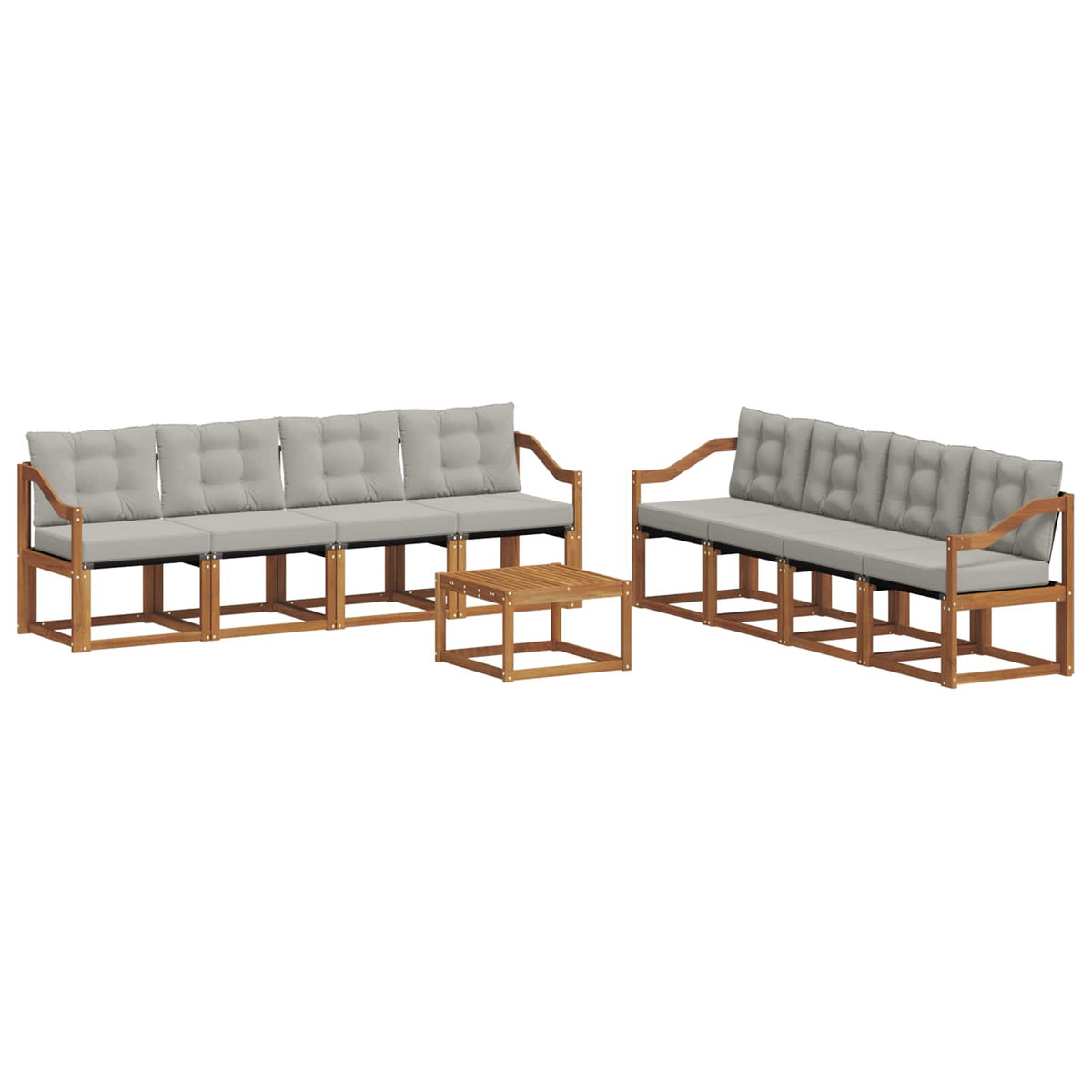 Set vanjskih sofa 9 kom. Prirodna i svijetlo siva