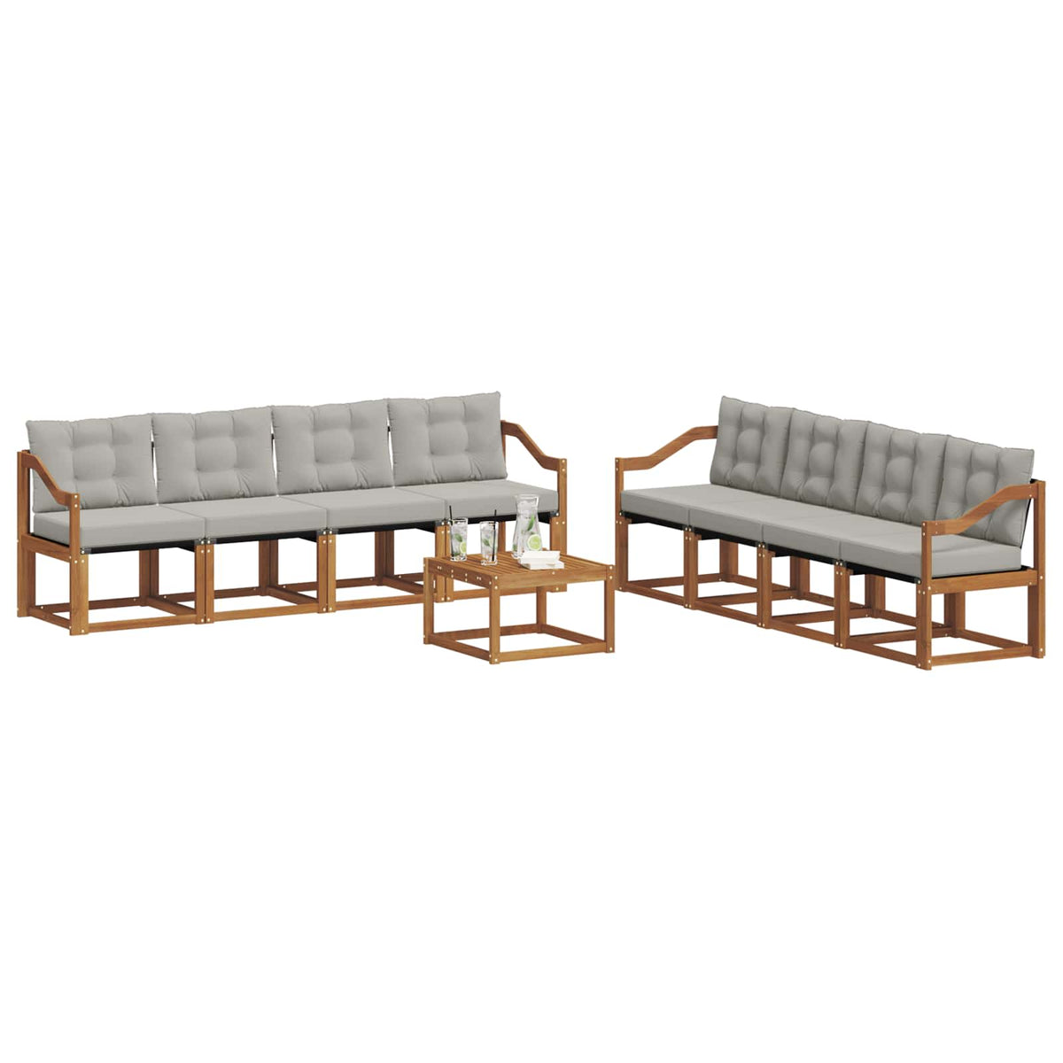 Set vanjskih sofa 9 kom. Prirodna i svijetlo siva