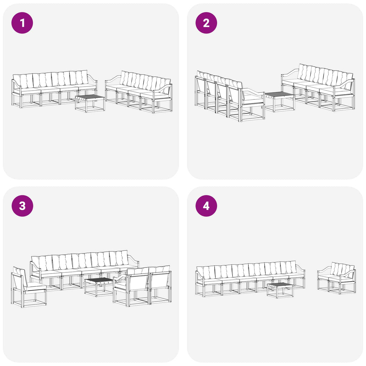 Set vanjskih sofa 9 kom. Prirodna i svijetlo siva