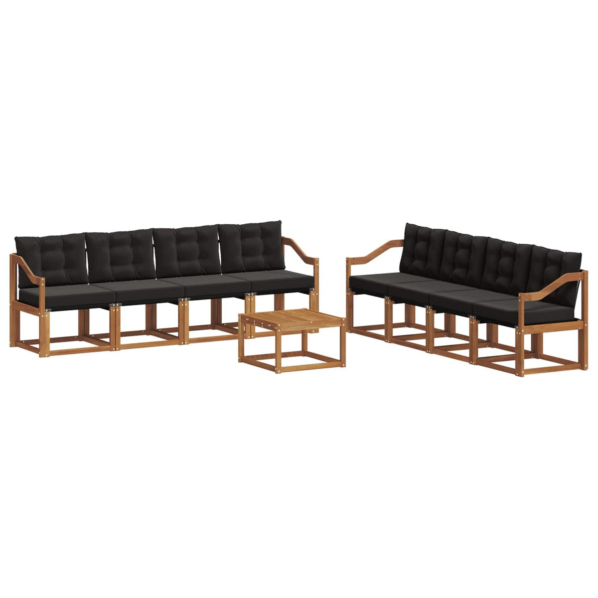 Set vanjskih sofa 9 kom. Prirodna i crna