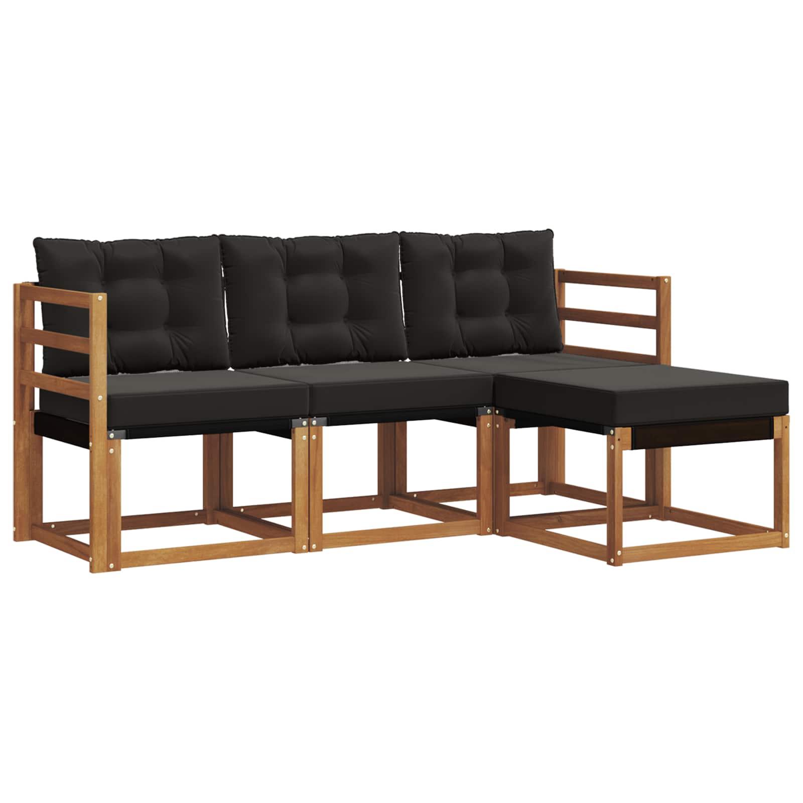 Set vanjskih sofa s jastukom 4 pcs Prirodna i crna