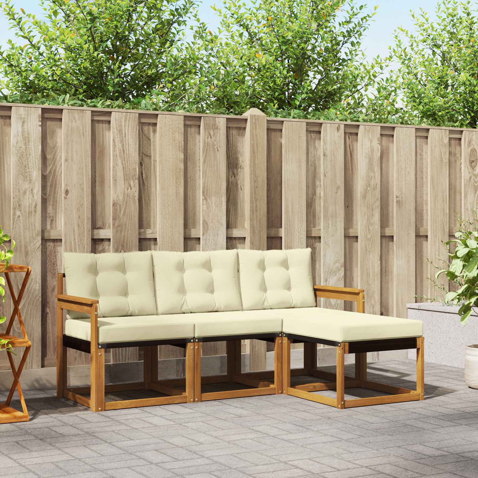 Set vanjskih sofa s jastukom 4 pcs Prirodna i krem