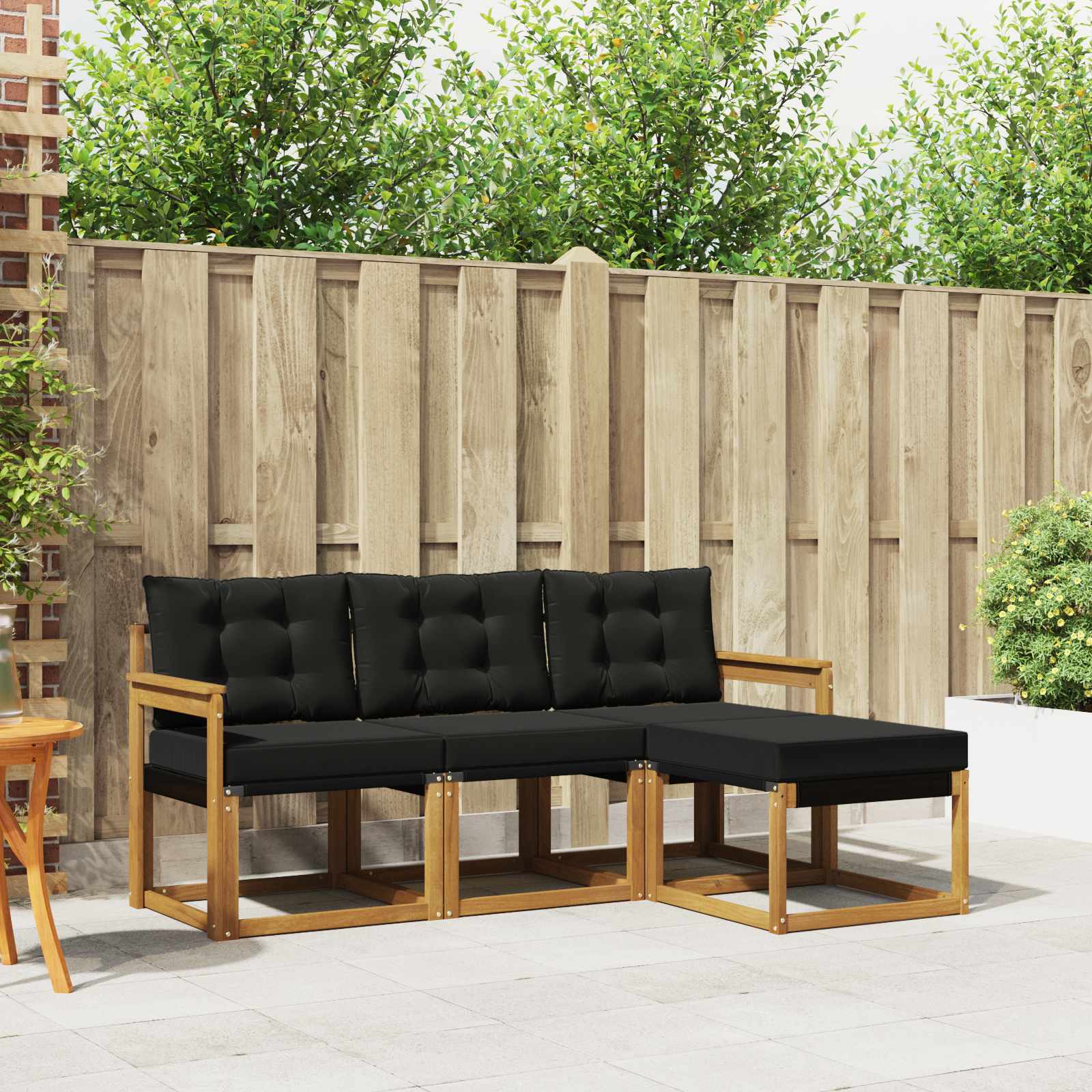 Set vanjskih sofa s jastukom 4 pcs Prirodna i crna