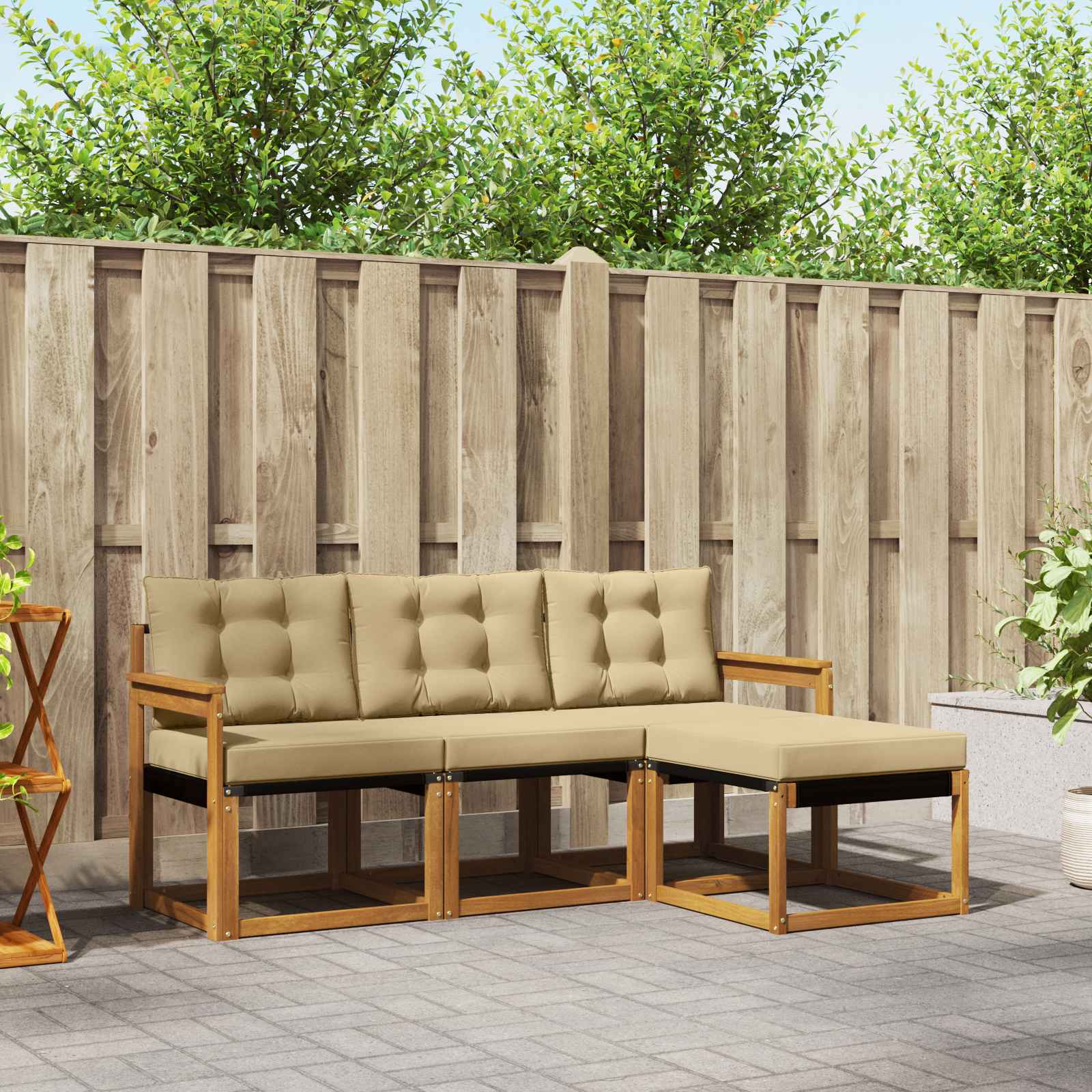 Set vanjskih sofa s jastukom 4 pcs Prirodna i bež