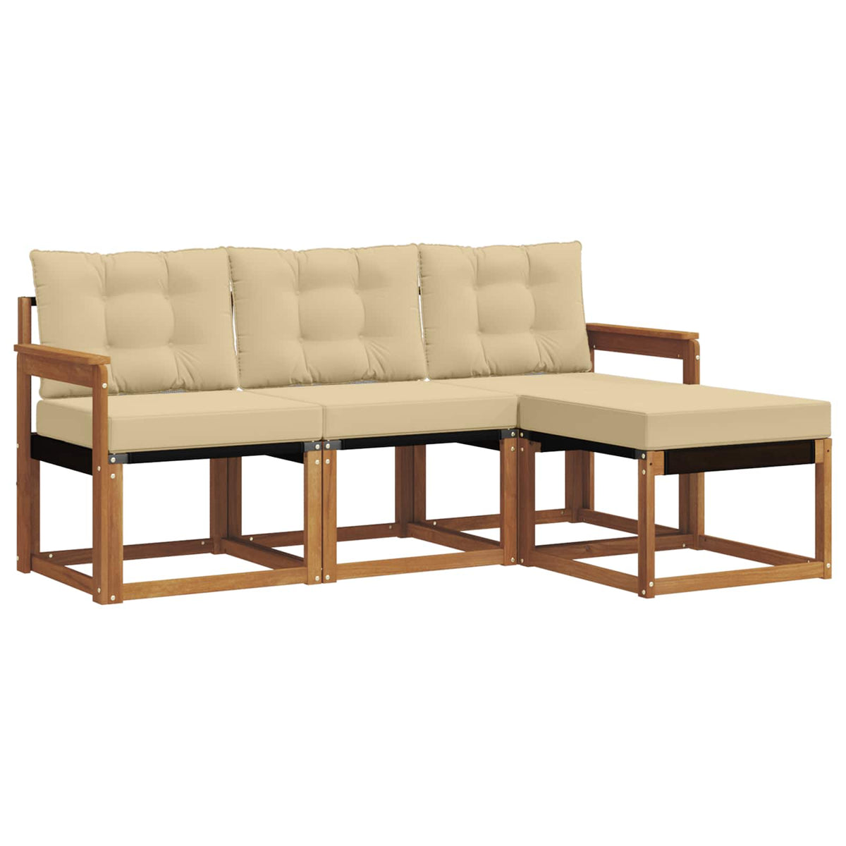 Set vanjskih sofa s jastukom 4 pcs Prirodna i bež