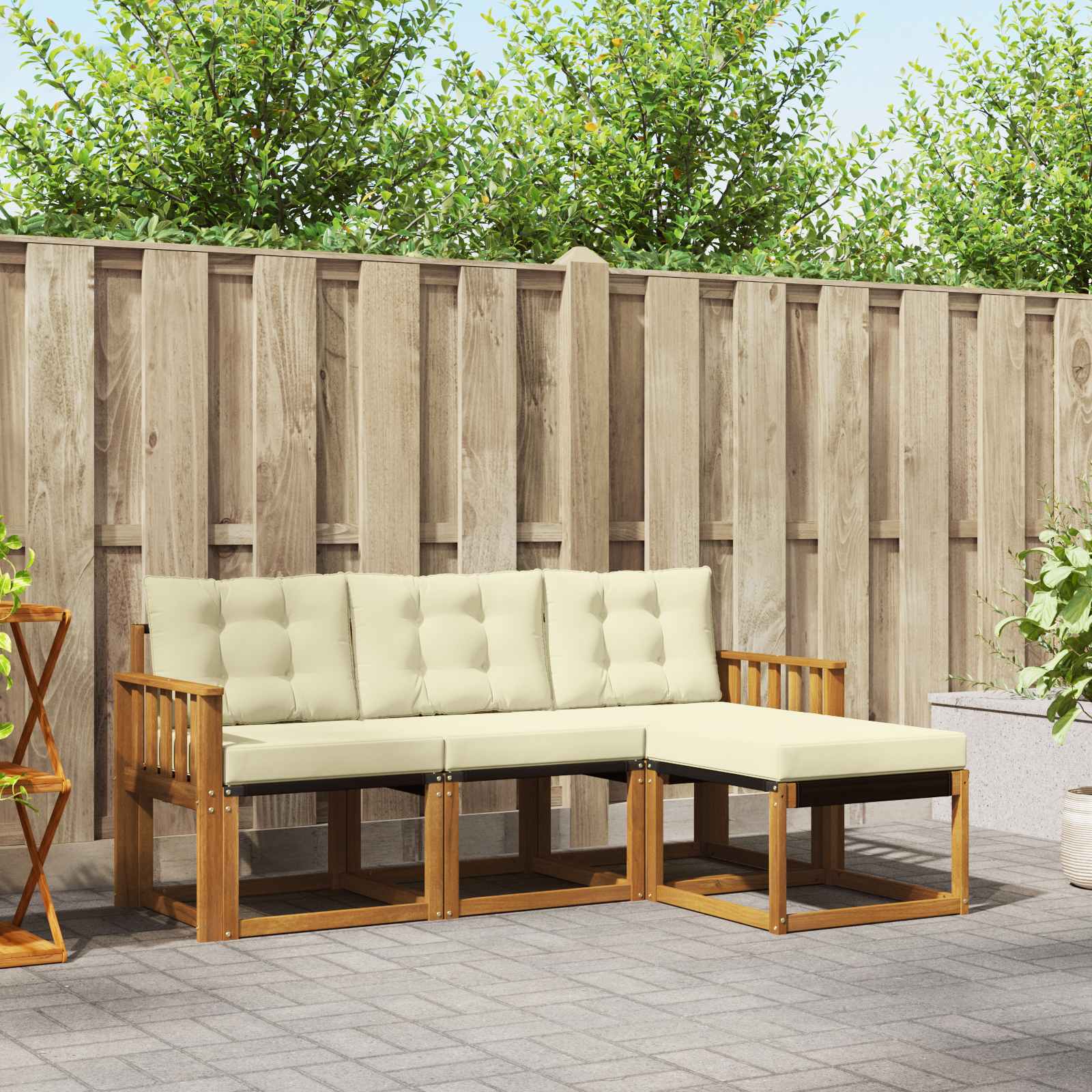 Set vanjskih sofa s jastukom 4 pcs Prirodna i krem