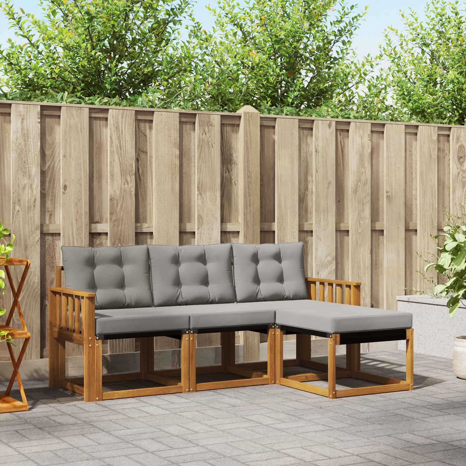 Set vanjskih sofa 4 kom. Prirodna i svijetlo siva