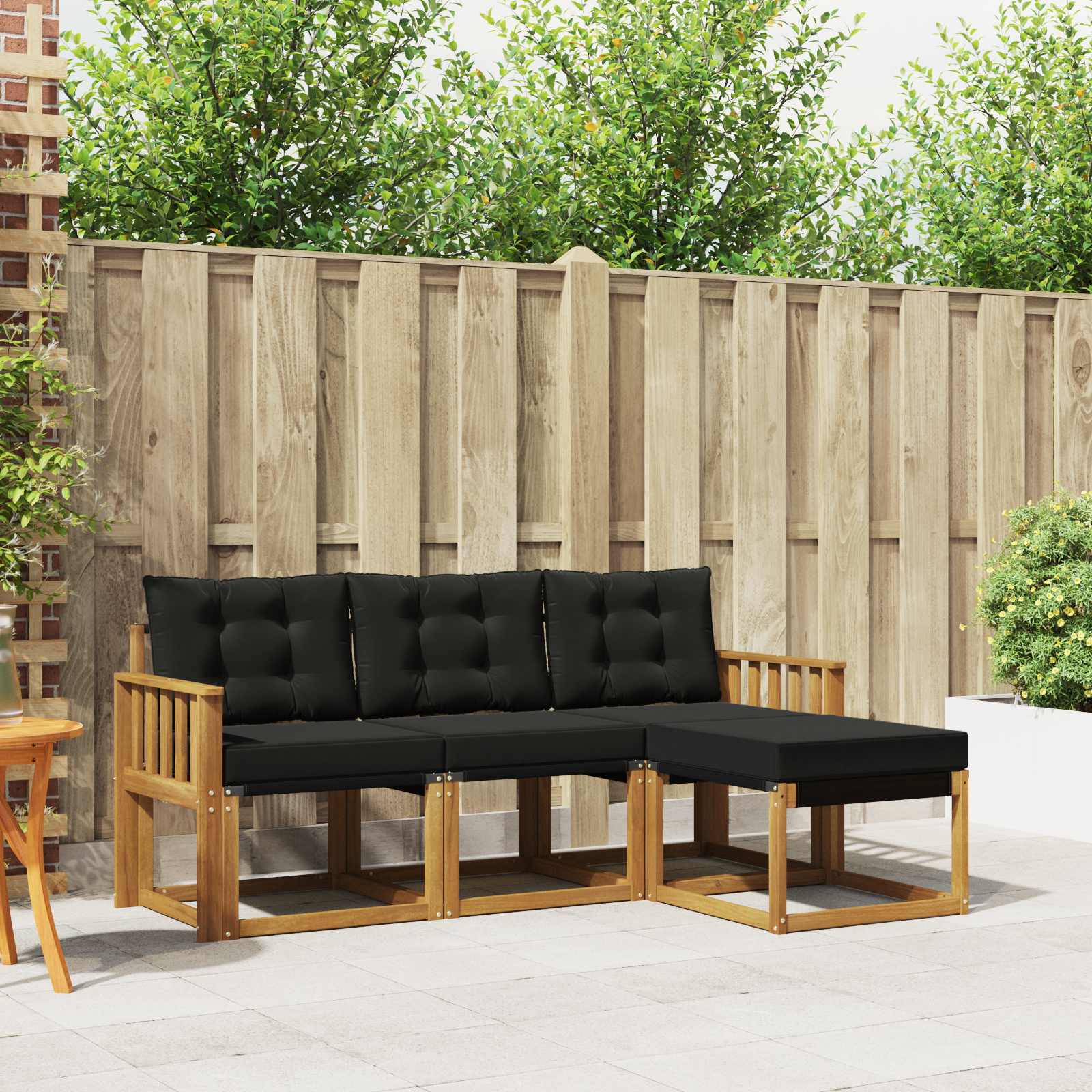 Set vanjskih sofa s jastukom 4 pcs Prirodna i crna