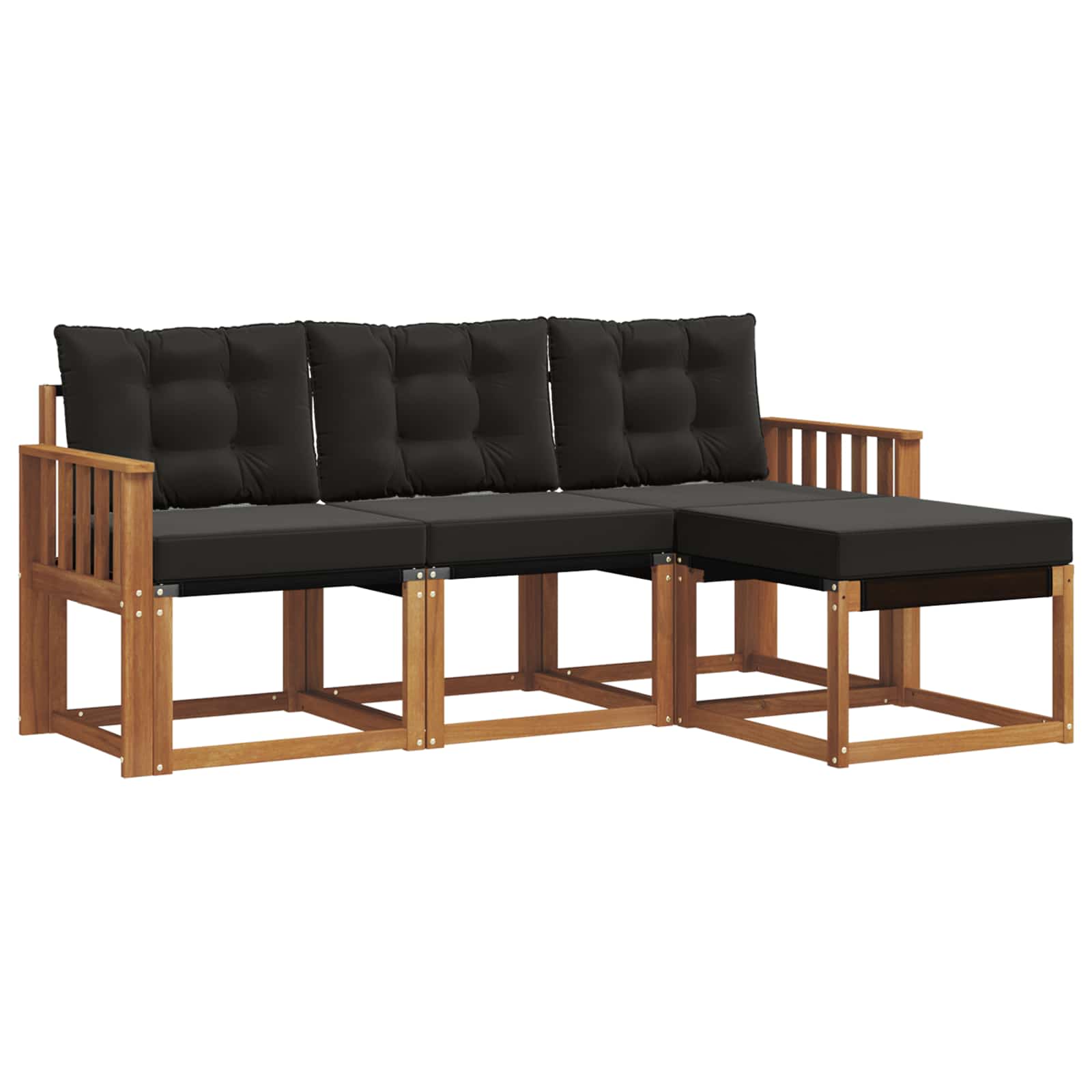 Set vanjskih sofa s jastukom 4 pcs Prirodna i crna