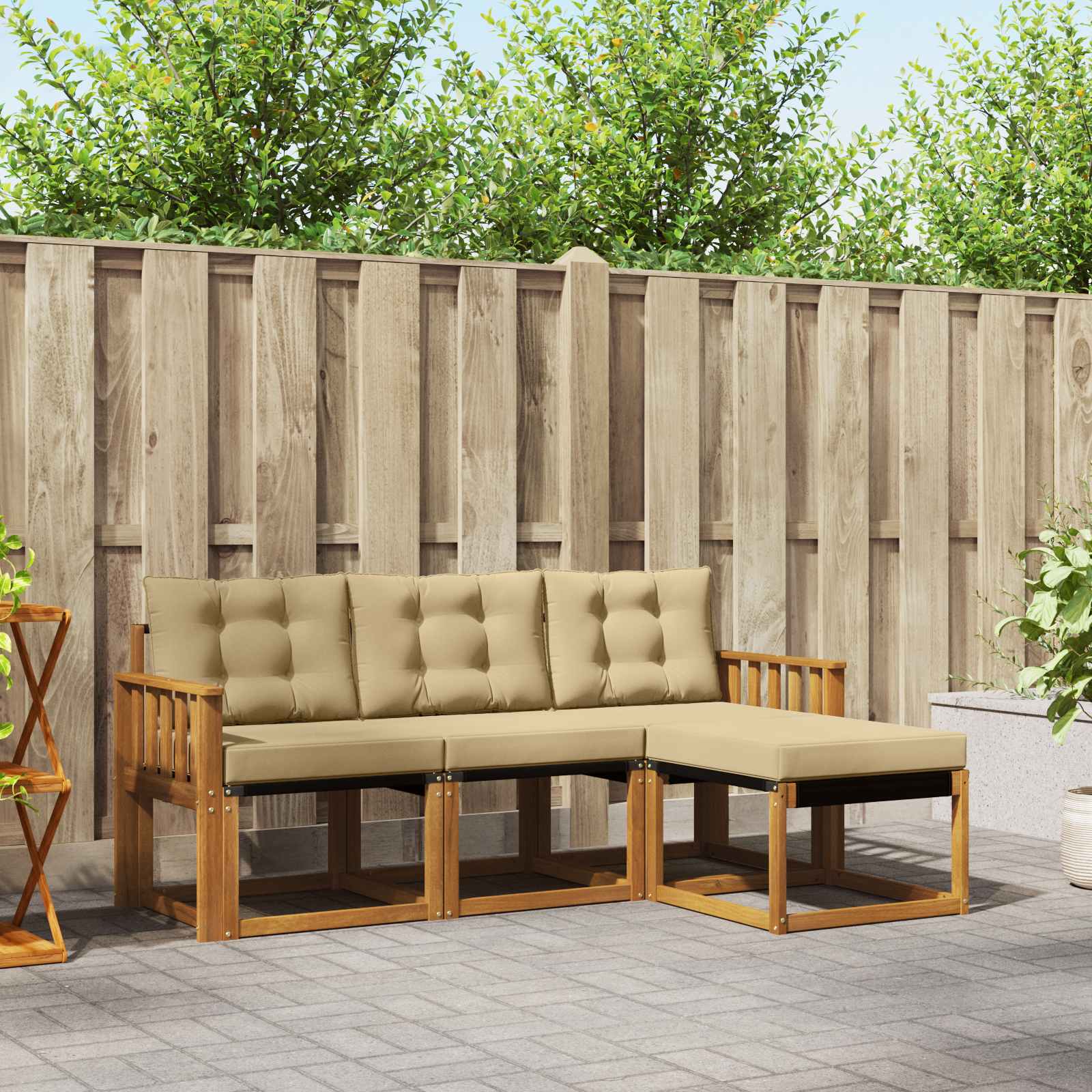 Set vanjskih sofa s jastukom 4 pcs Prirodna i bež