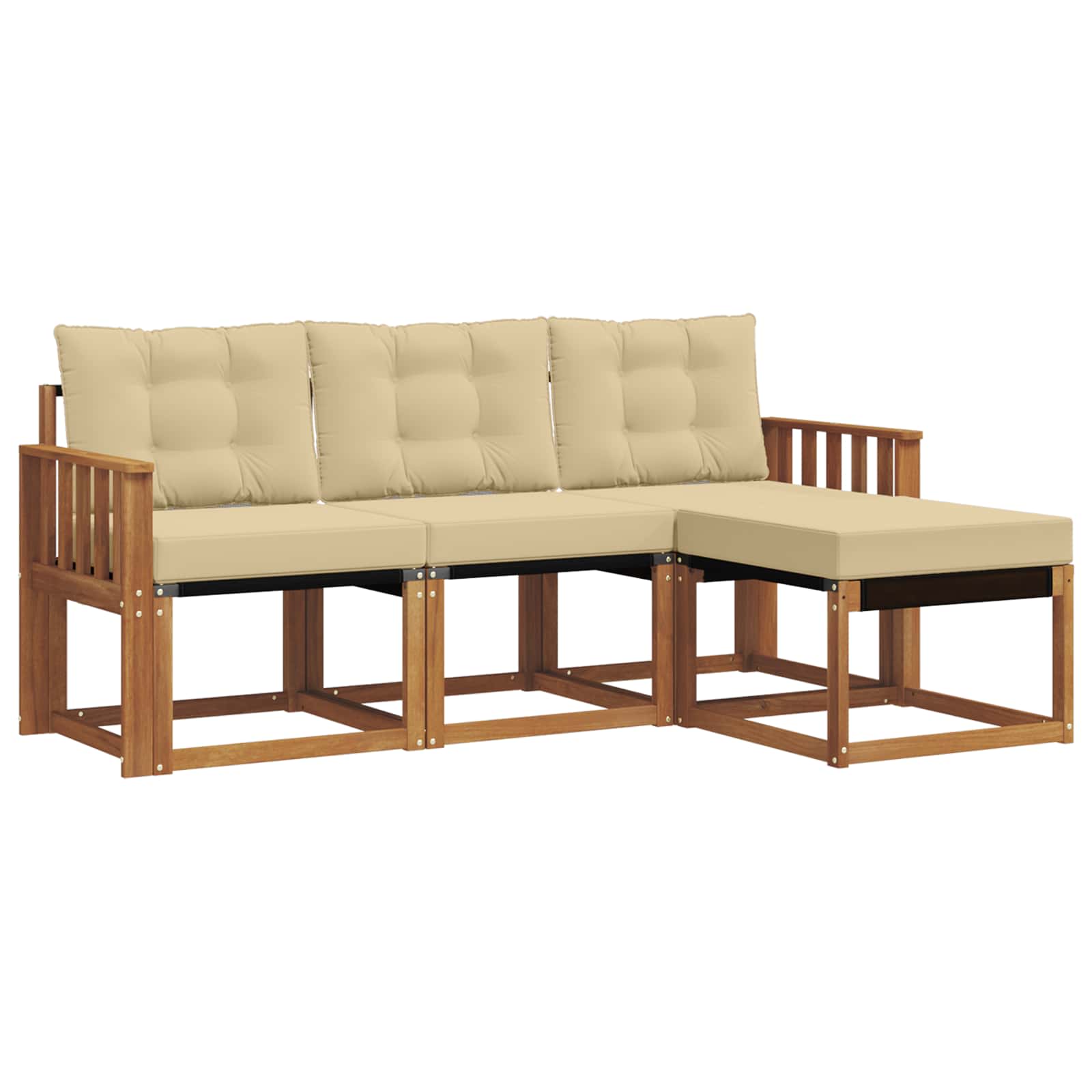 Set vanjskih sofa s jastukom 4 pcs Prirodna i bež