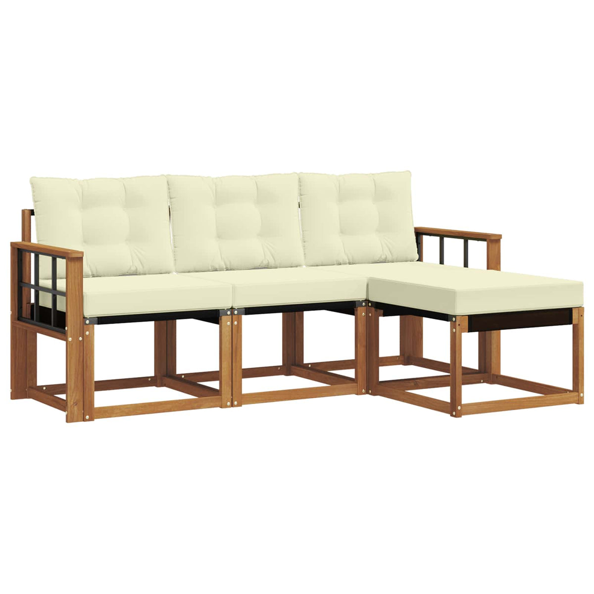 Set vanjskih sofa 4 kom. Prirodna i krem