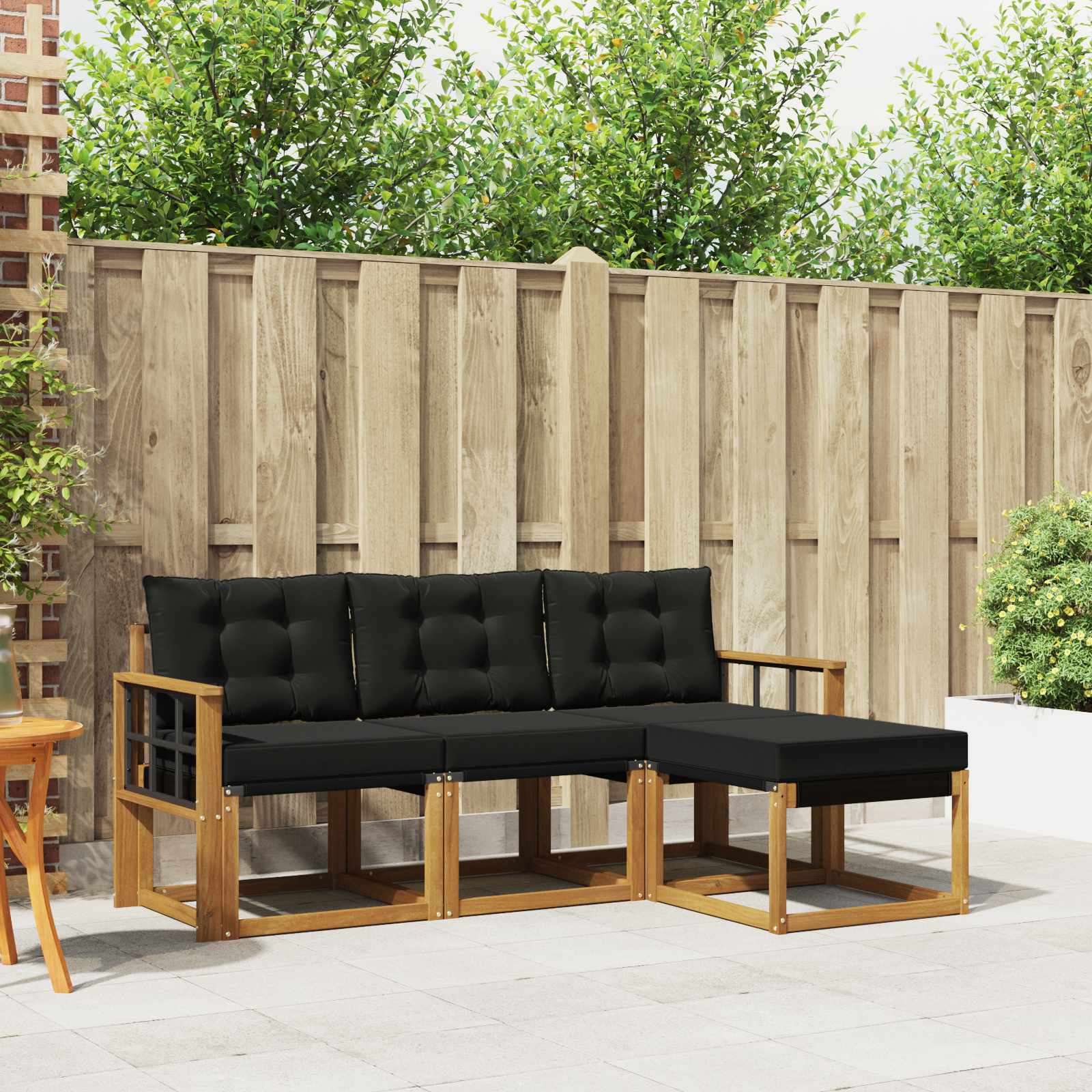 Set vanjskih sofa s jastukom 4 pcs Prirodna i crna