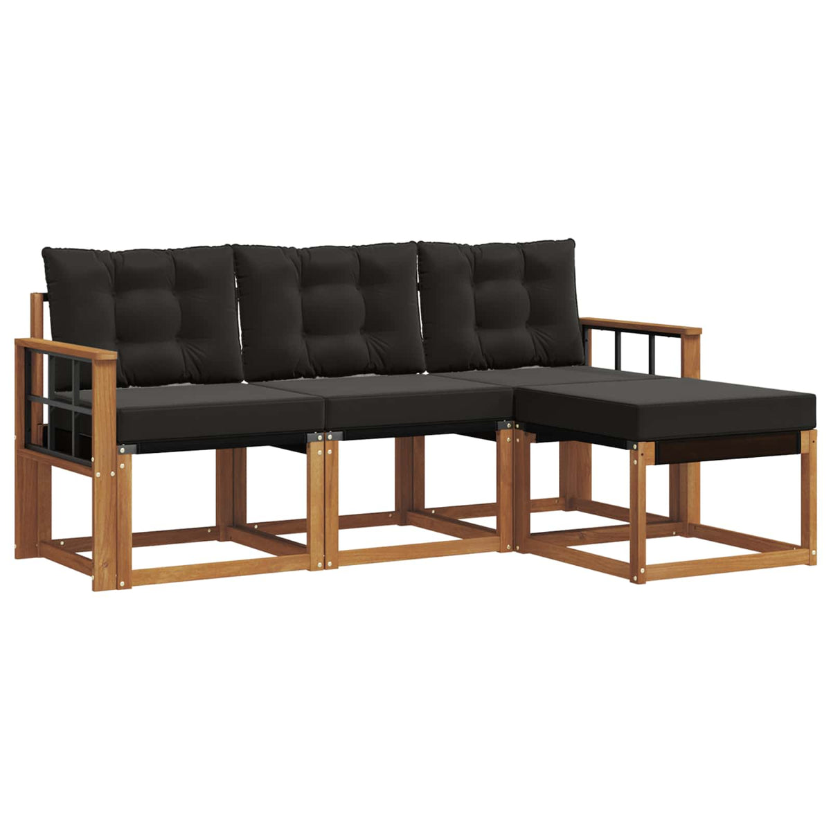 Set vanjskih sofa s jastukom 4 pcs Prirodna i crna