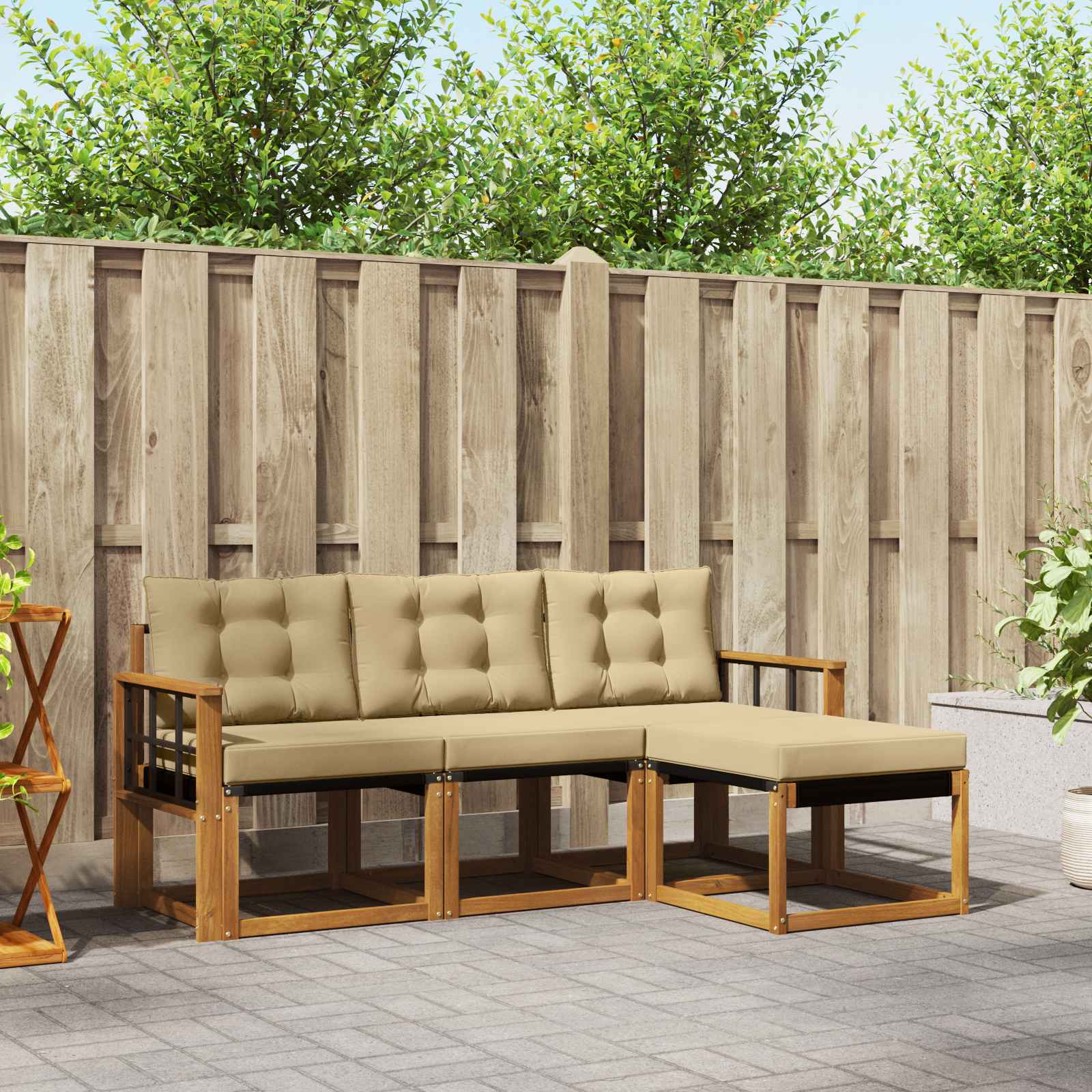 Set vanjskih sofa s jastukom 4 pcs Prirodna i bež