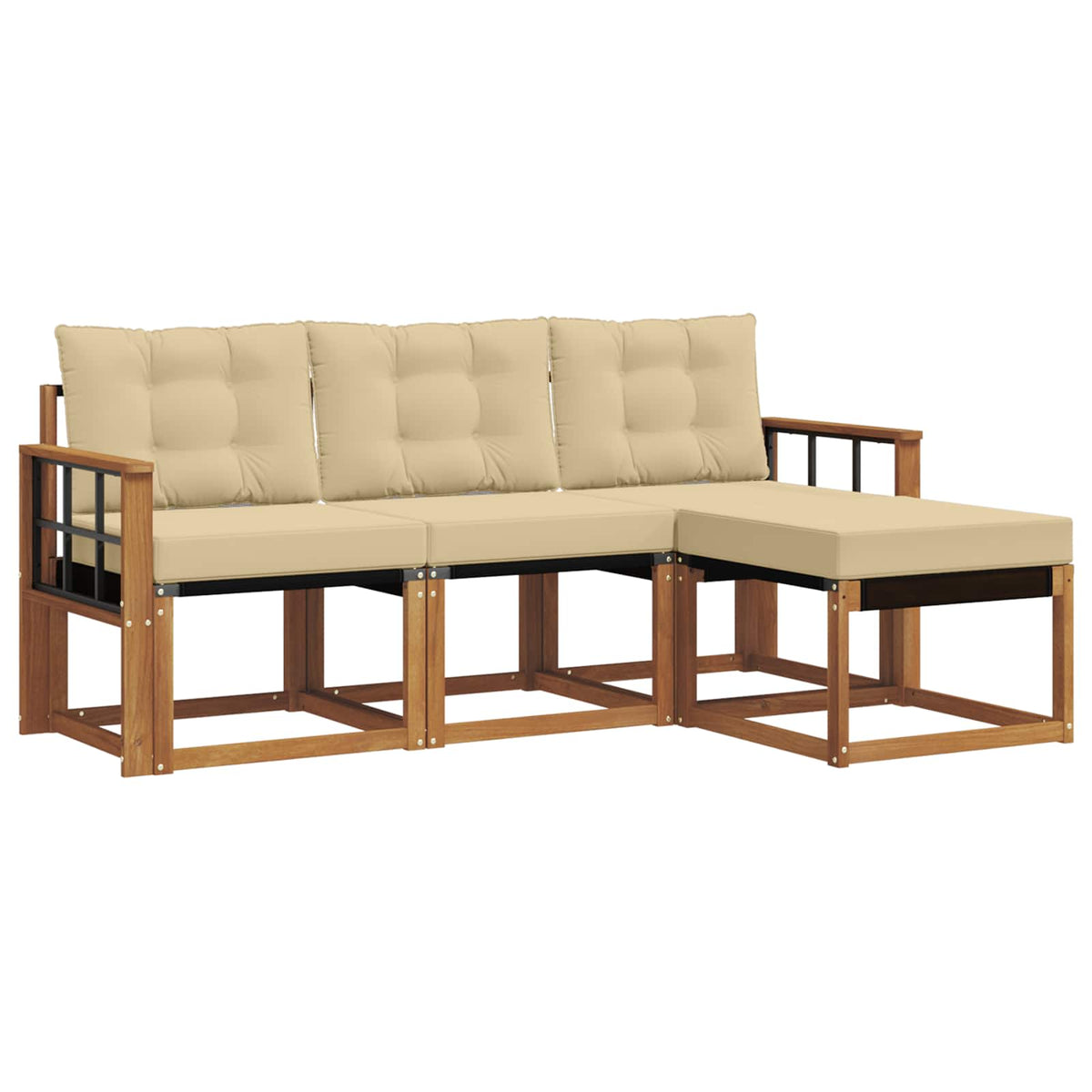 Set vanjskih sofa s jastukom 4 pcs Prirodna i bež