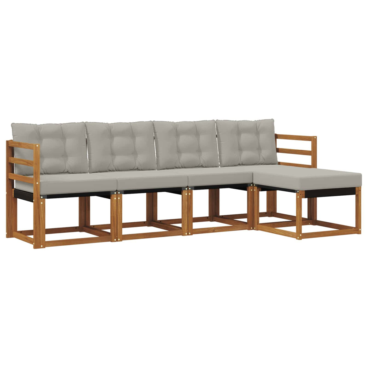 Set vanjskih sofa 5 kom. Prirodna i svijetlo siva