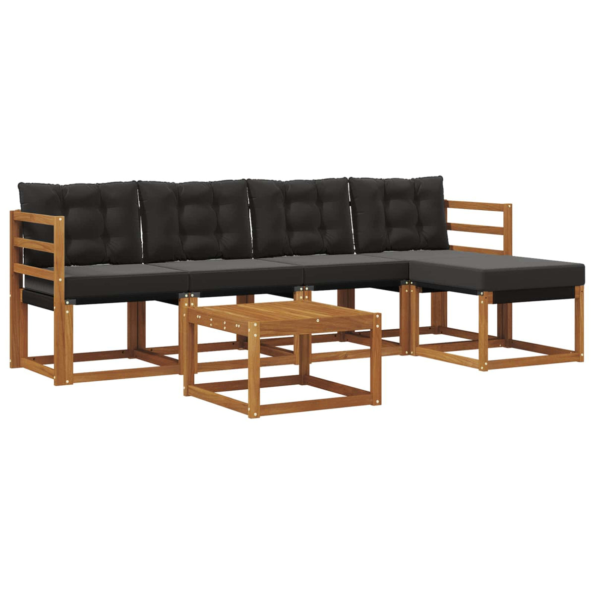 Set vanjskih sofa s jastukom 6 pcs Prirodna i crna