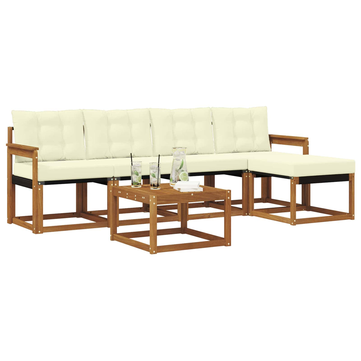Set vanjskih sofa 6 kom. Prirodna i krem