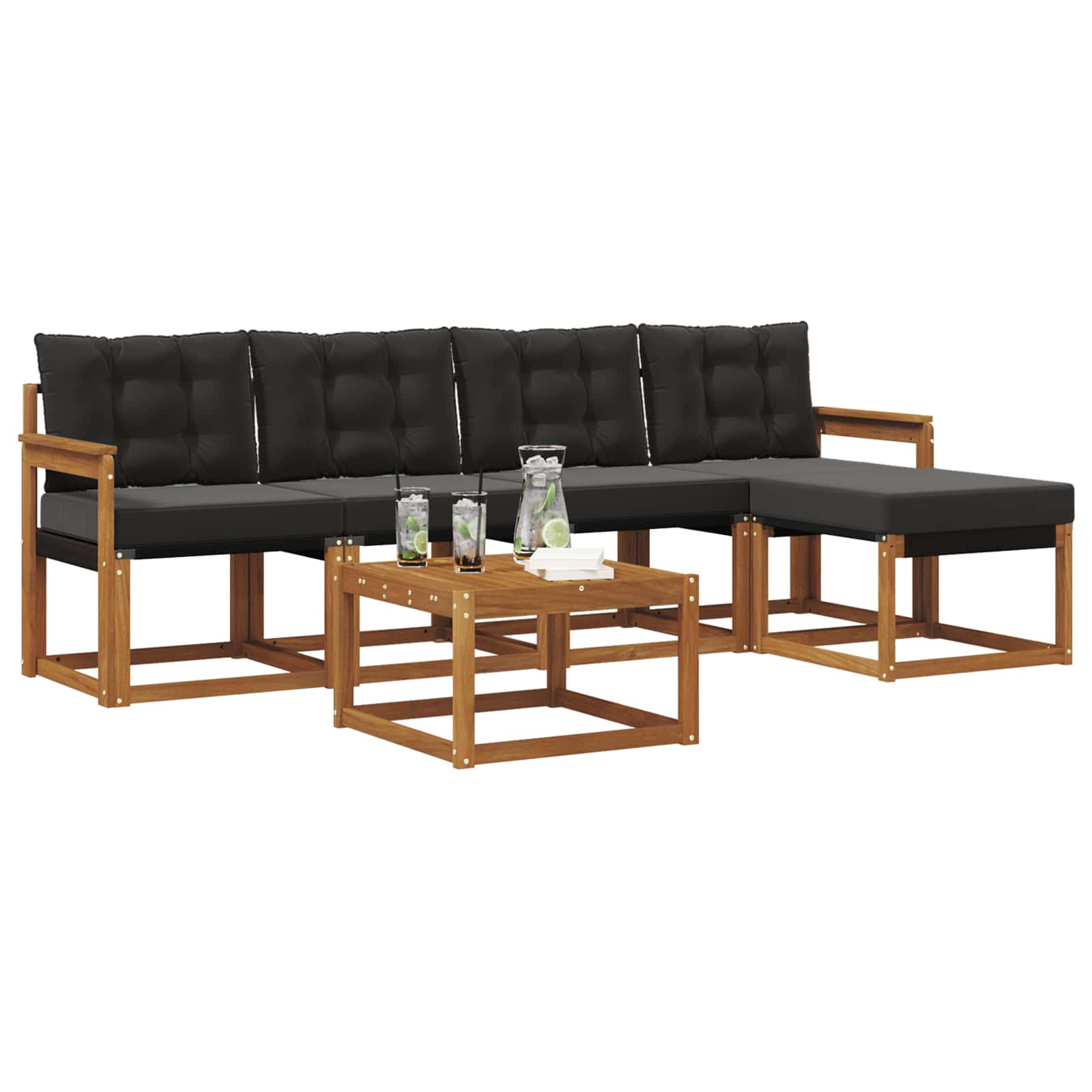Set vanjskih sofa s jastukom 6 pcs Prirodna i crna