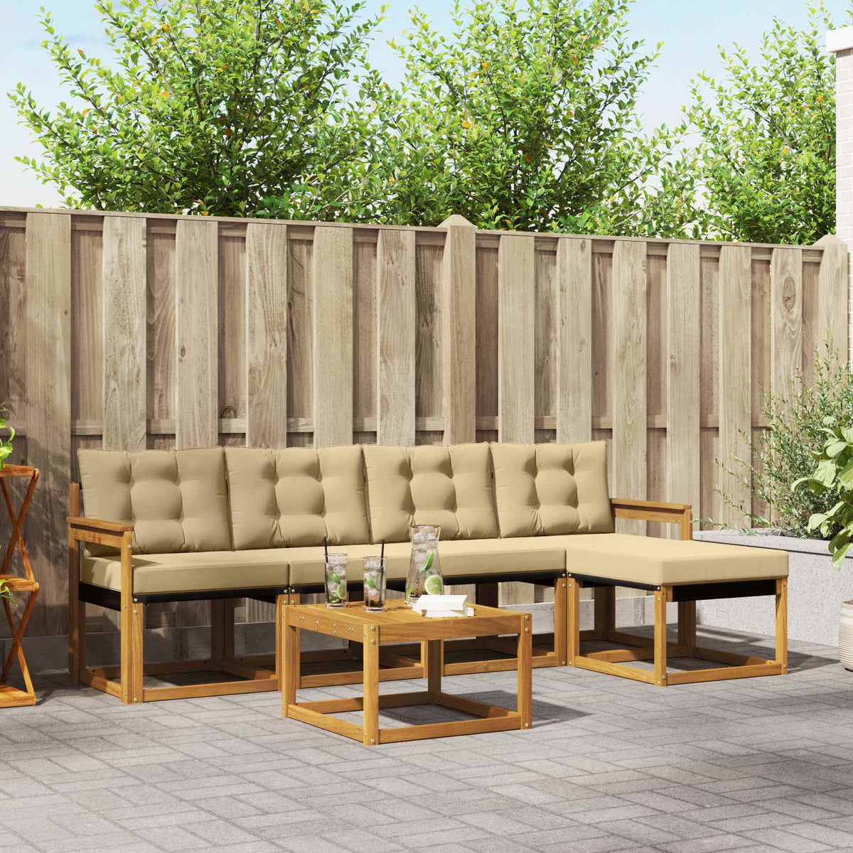 Set vanjskih sofa 6 kom. Prirodna i bež